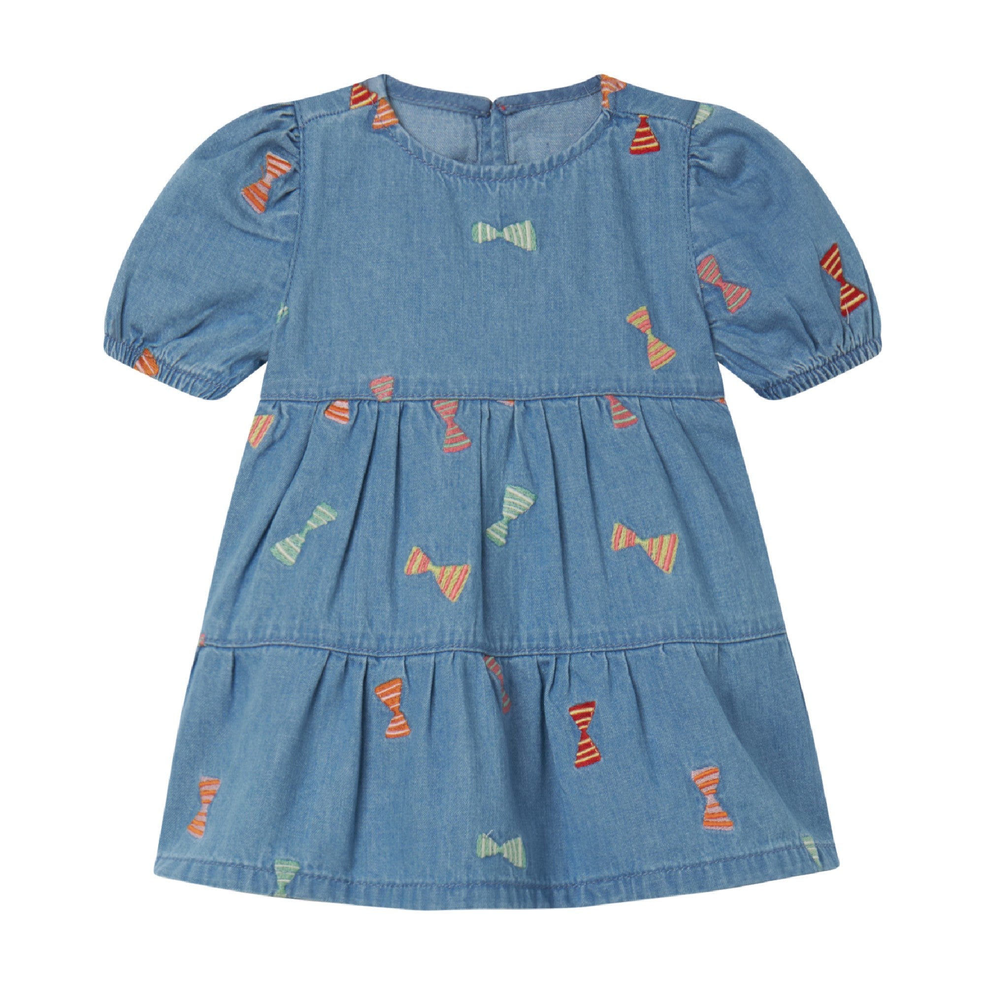 Baby Girls Blue Embroidered Denim Dress