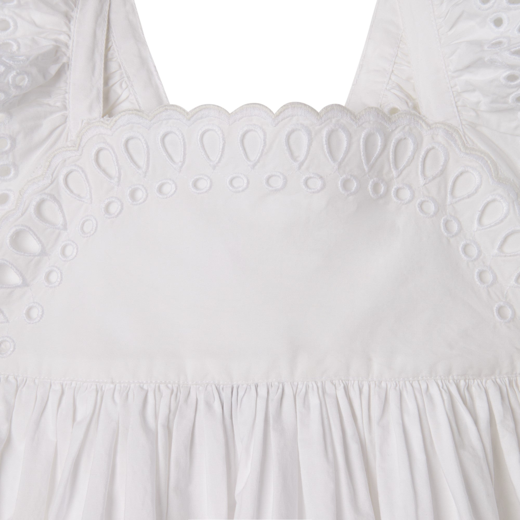 Girls White Embroidered Cotton Dress