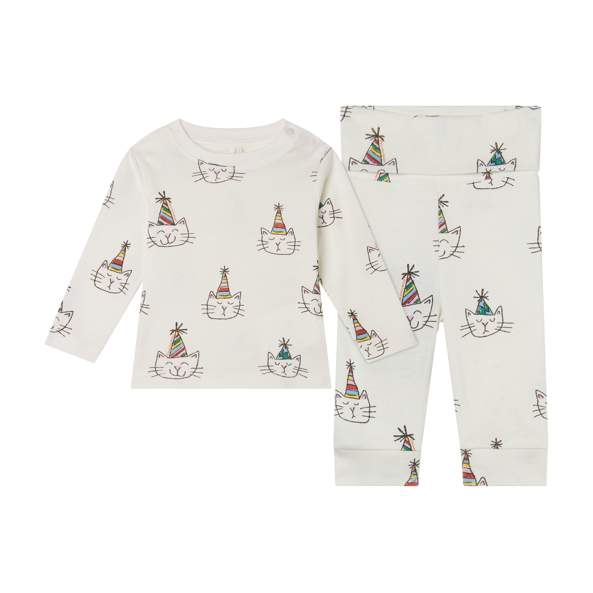 Baby Boys & Girls Ivory Printed Cotton Set