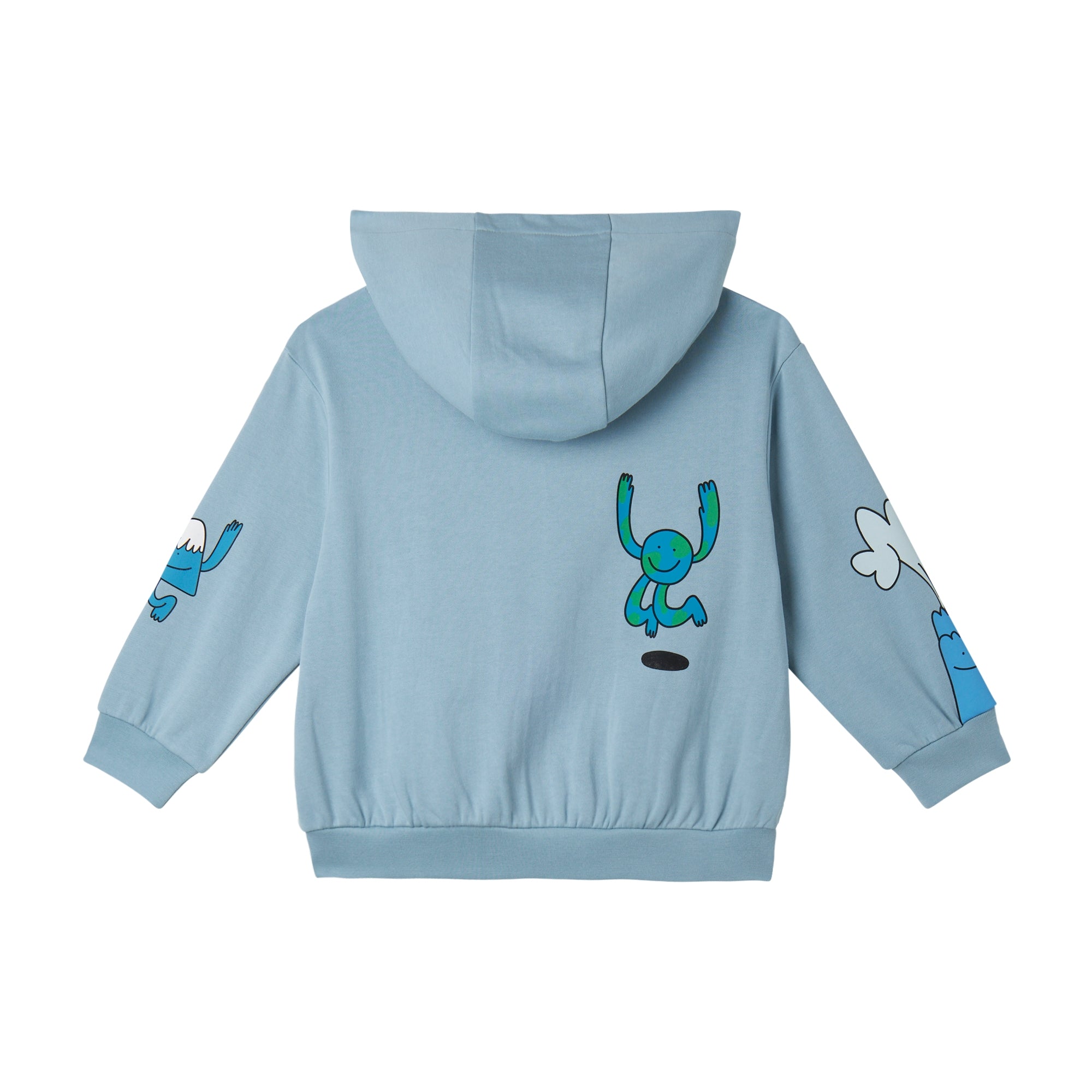 Boys Light Blue Printed Cotton Zip-Up Top