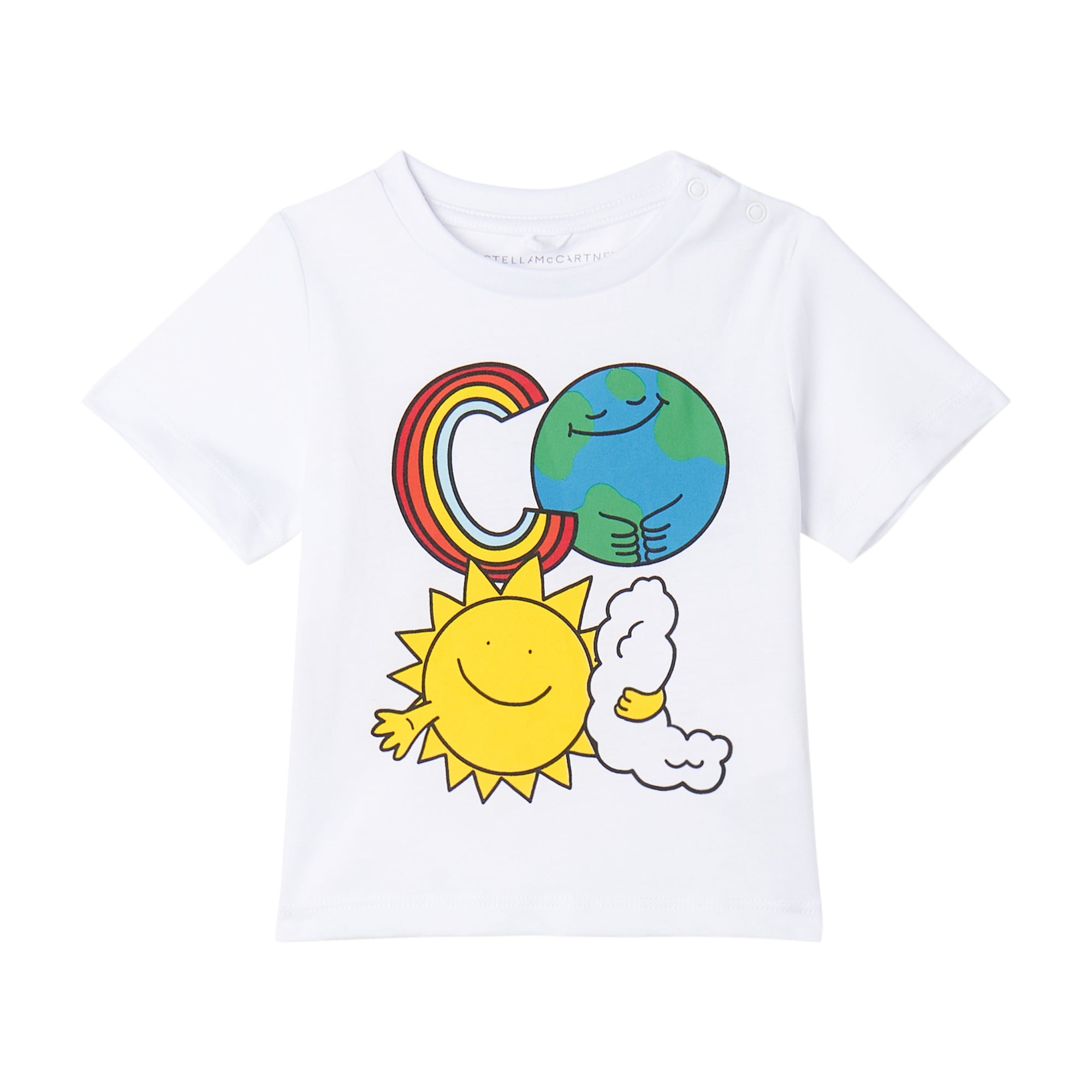 Baby Boys & Girls White Printed Cotton T-Shirt