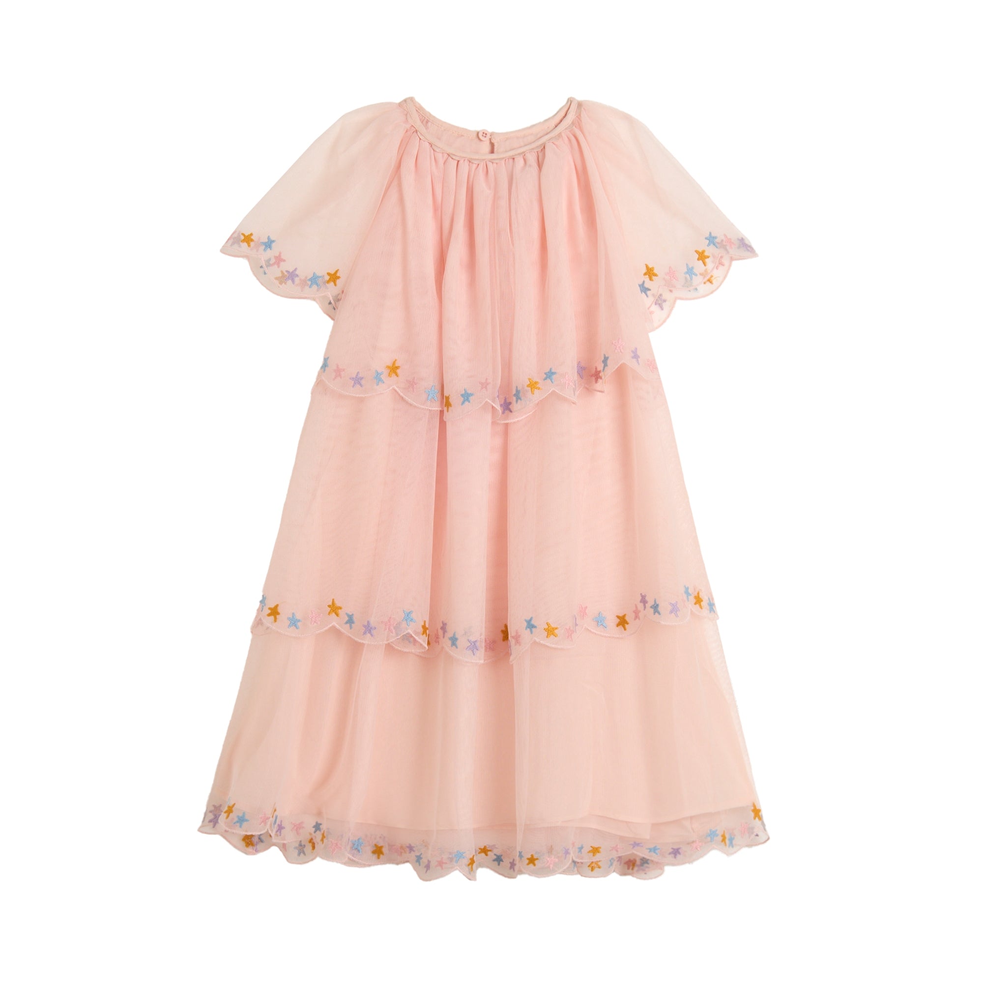 Girls Pink Embroidered Tulle Dress