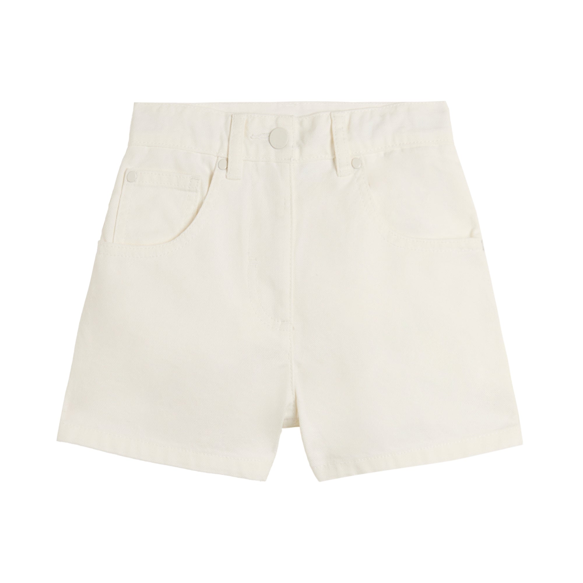 Girls White Cotton Shorts