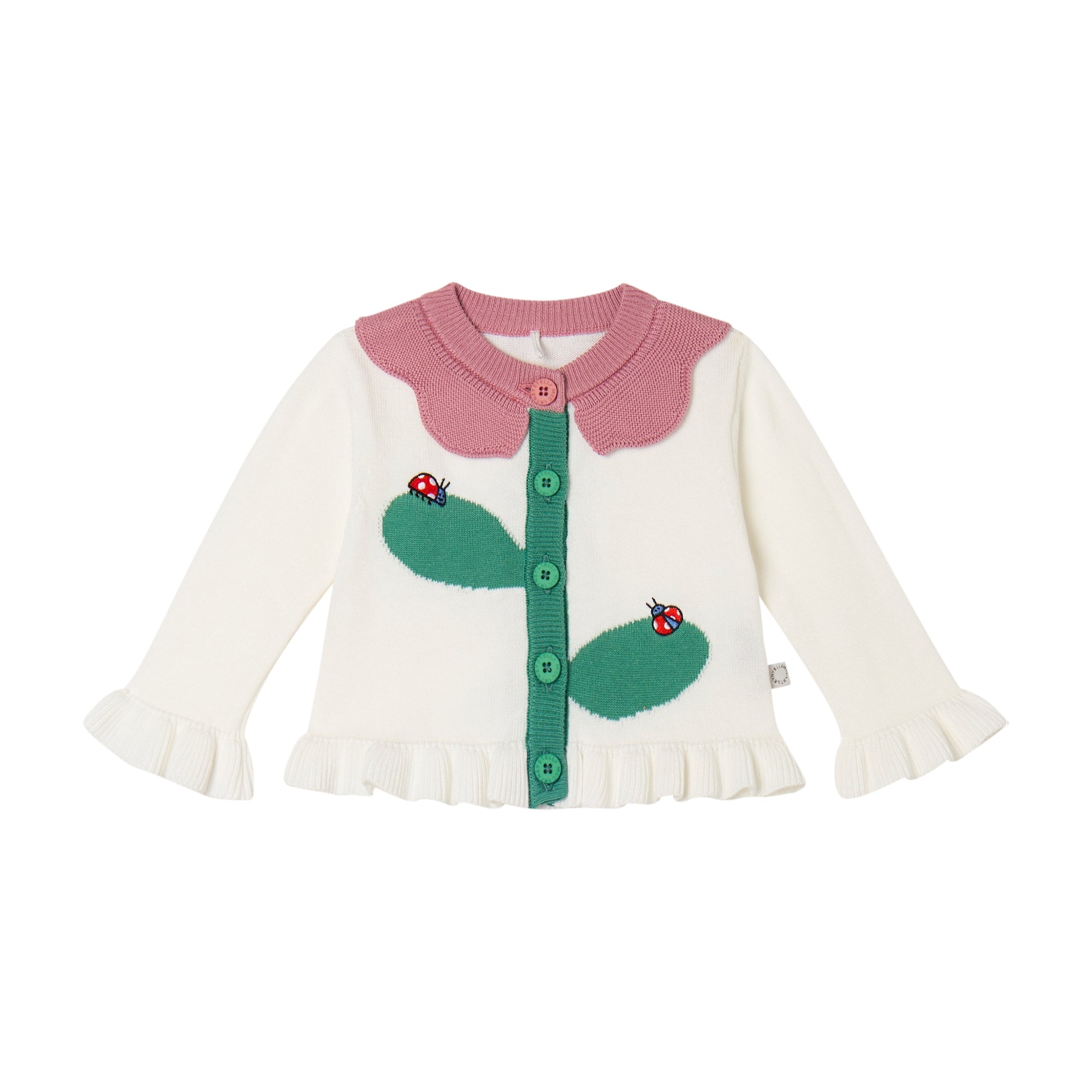 Baby Girls White Ladybird Embroidered Cotton Cardigan