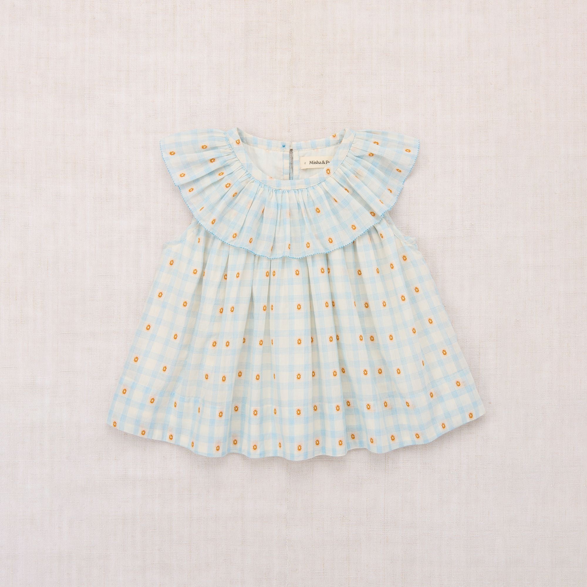 Girls Light Blue Floral Cotton Top