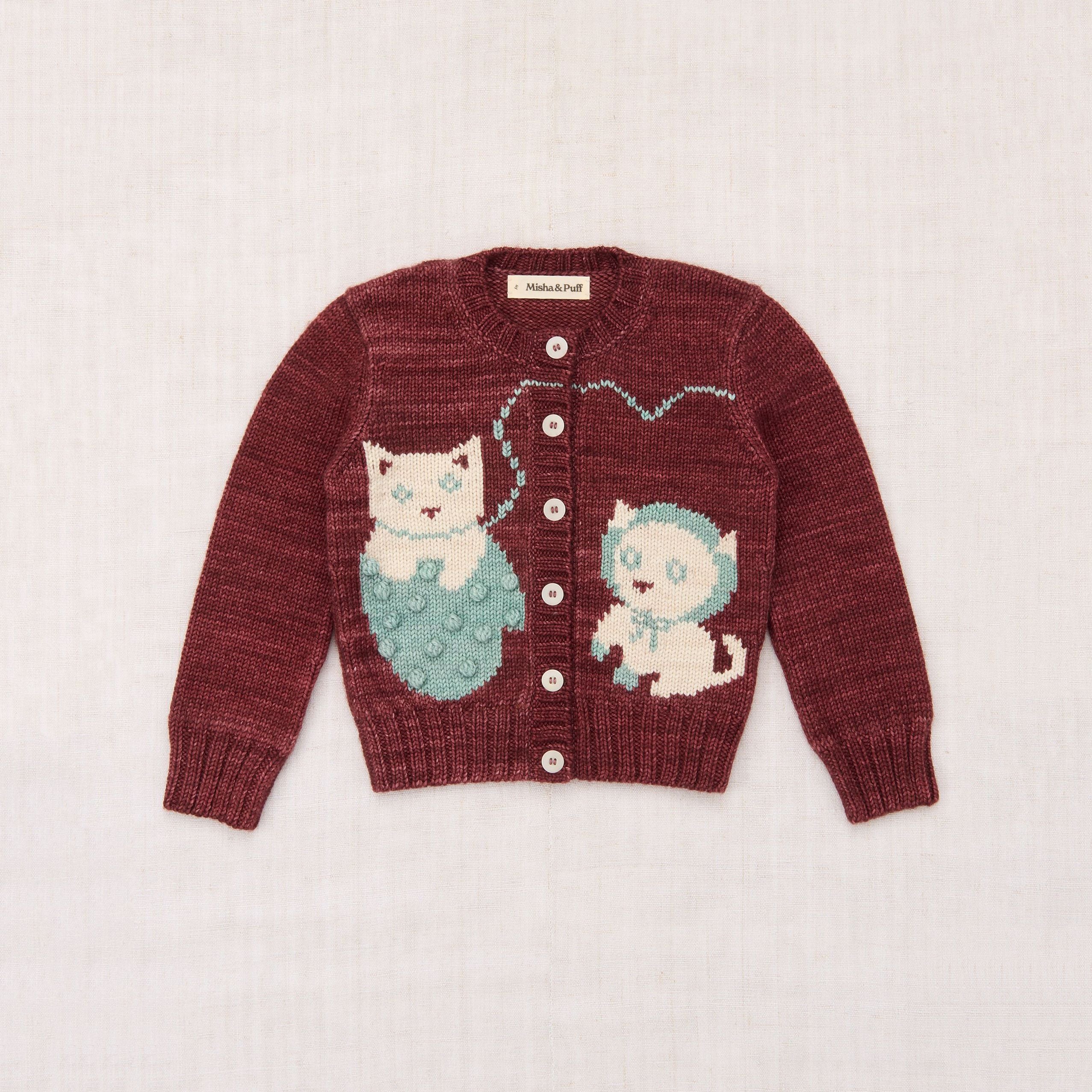 Boys & Girls Brick Red Cat Wool Cardigan