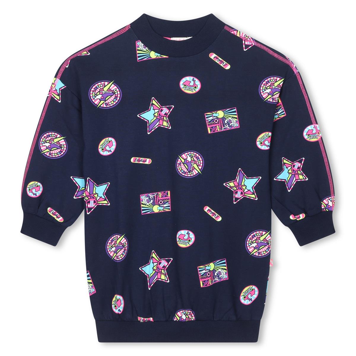 Girls Blue Printed Dress