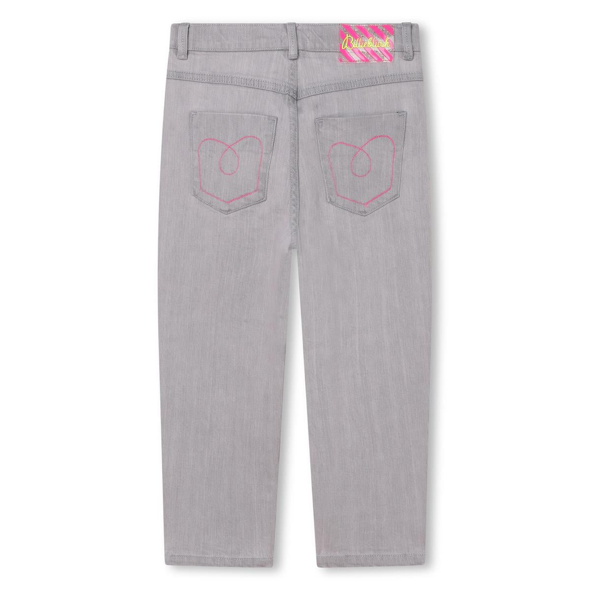 Girls Light Grey Denim Trousers