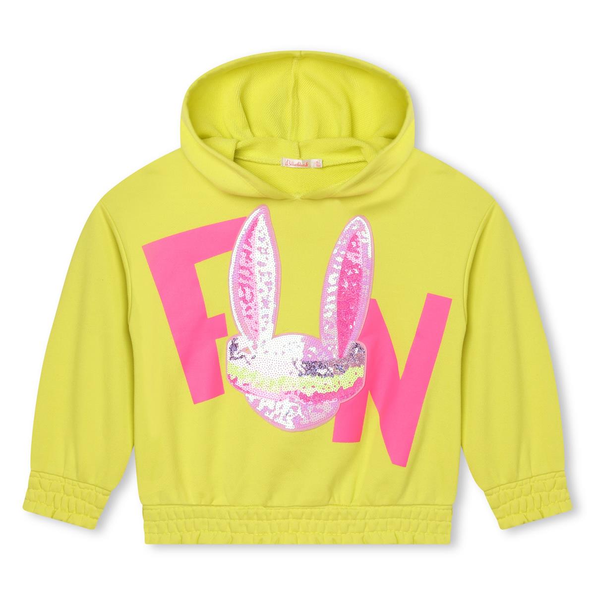 Girls Yellow Sequin Hooded Sweatshirt