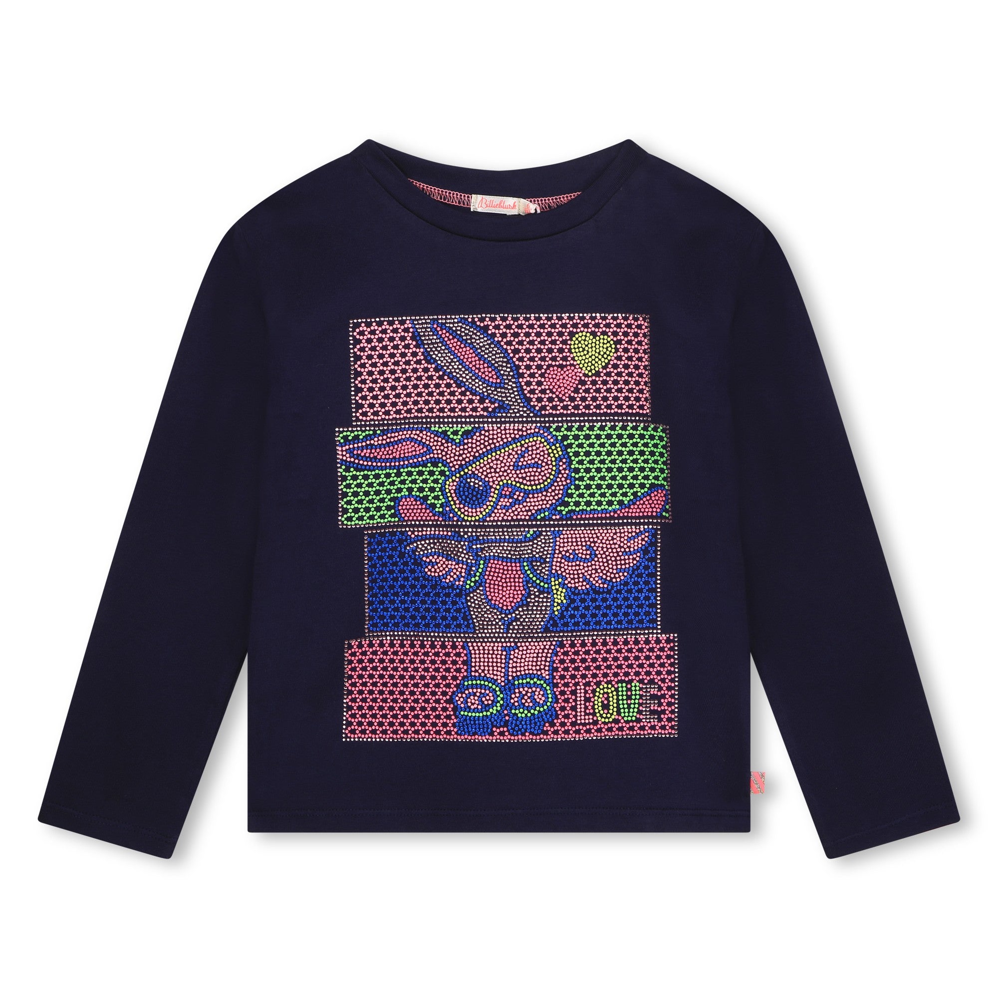 Girls Blue Printed Cotton T-Shirt