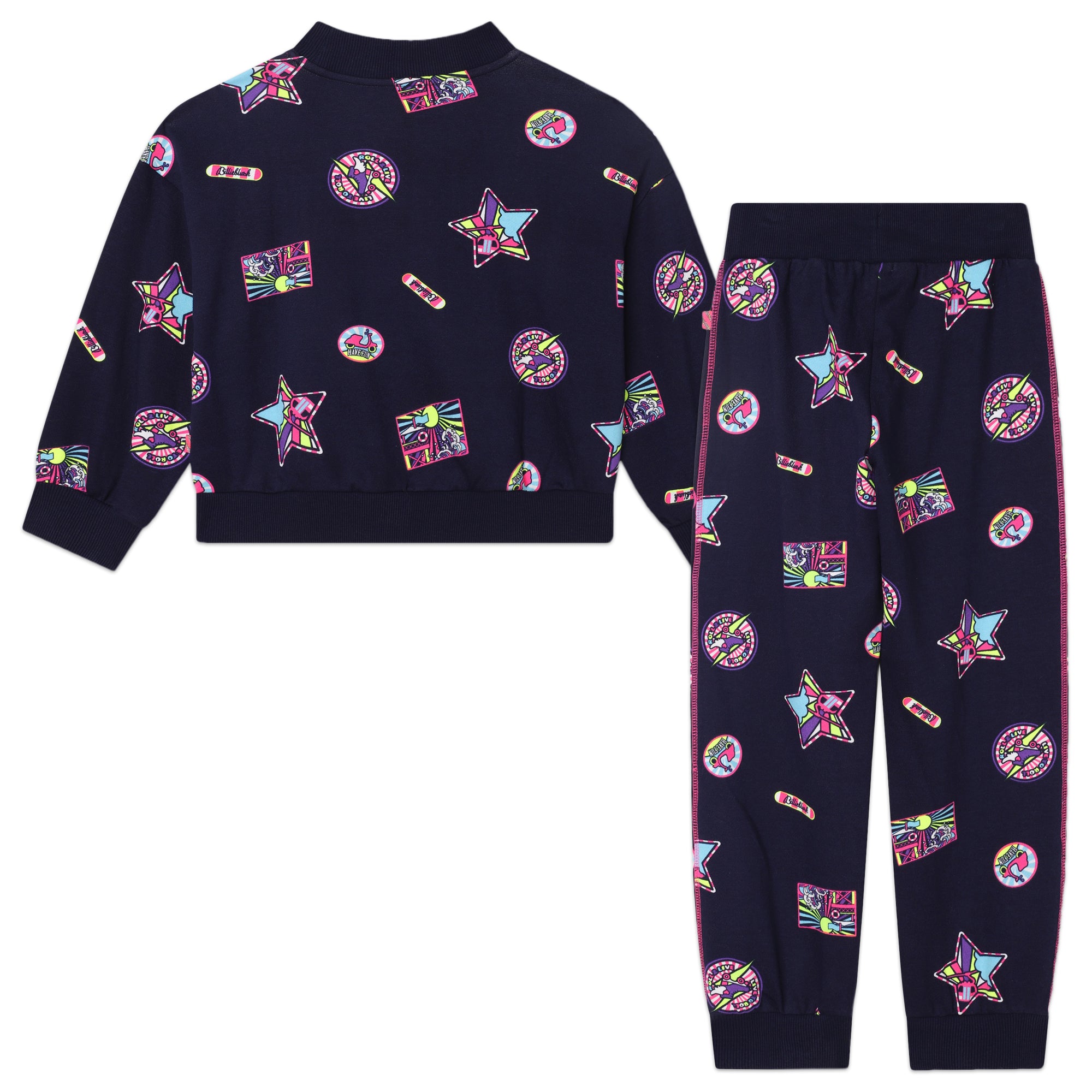 Girls Blue Printed Cotton Set