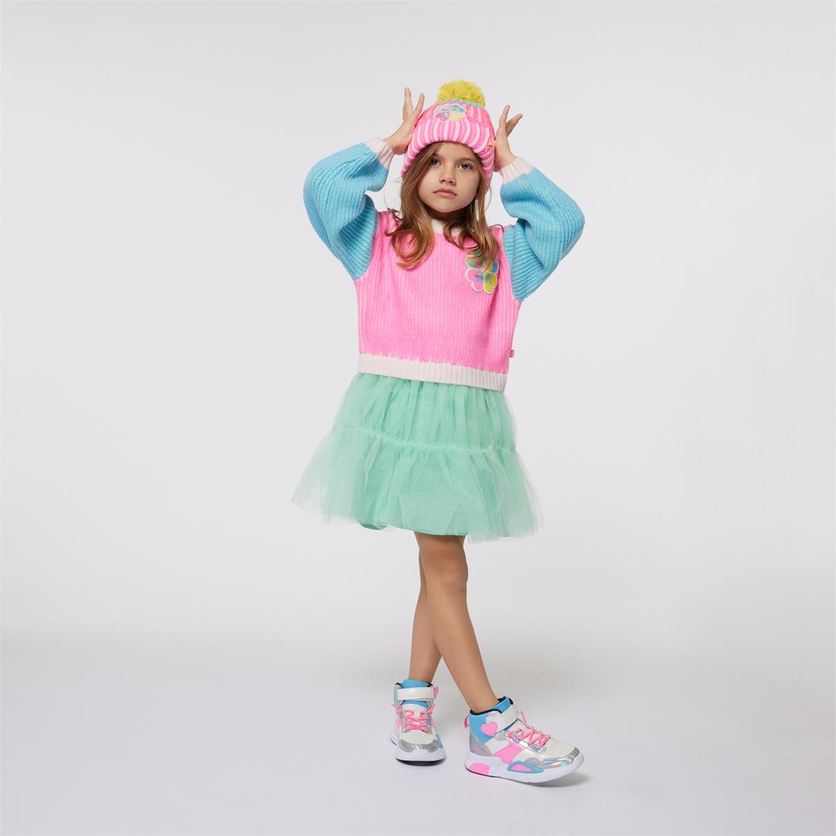 Girls Multicolor Knit Dress
