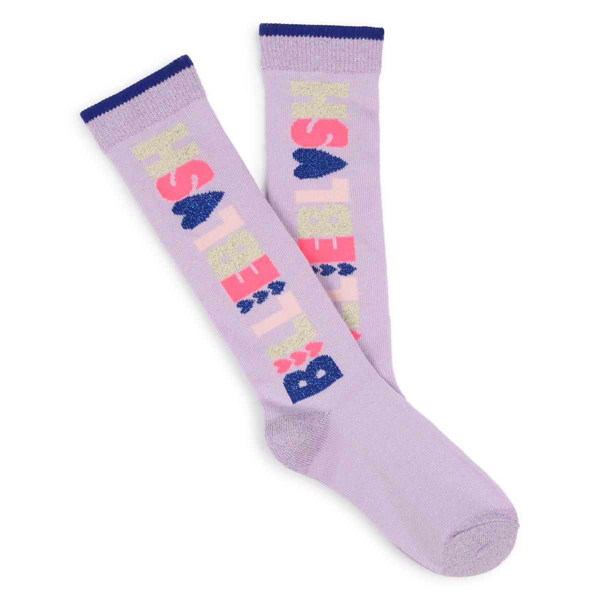 Girls Purple Cotton Socks Set(2 Pack)