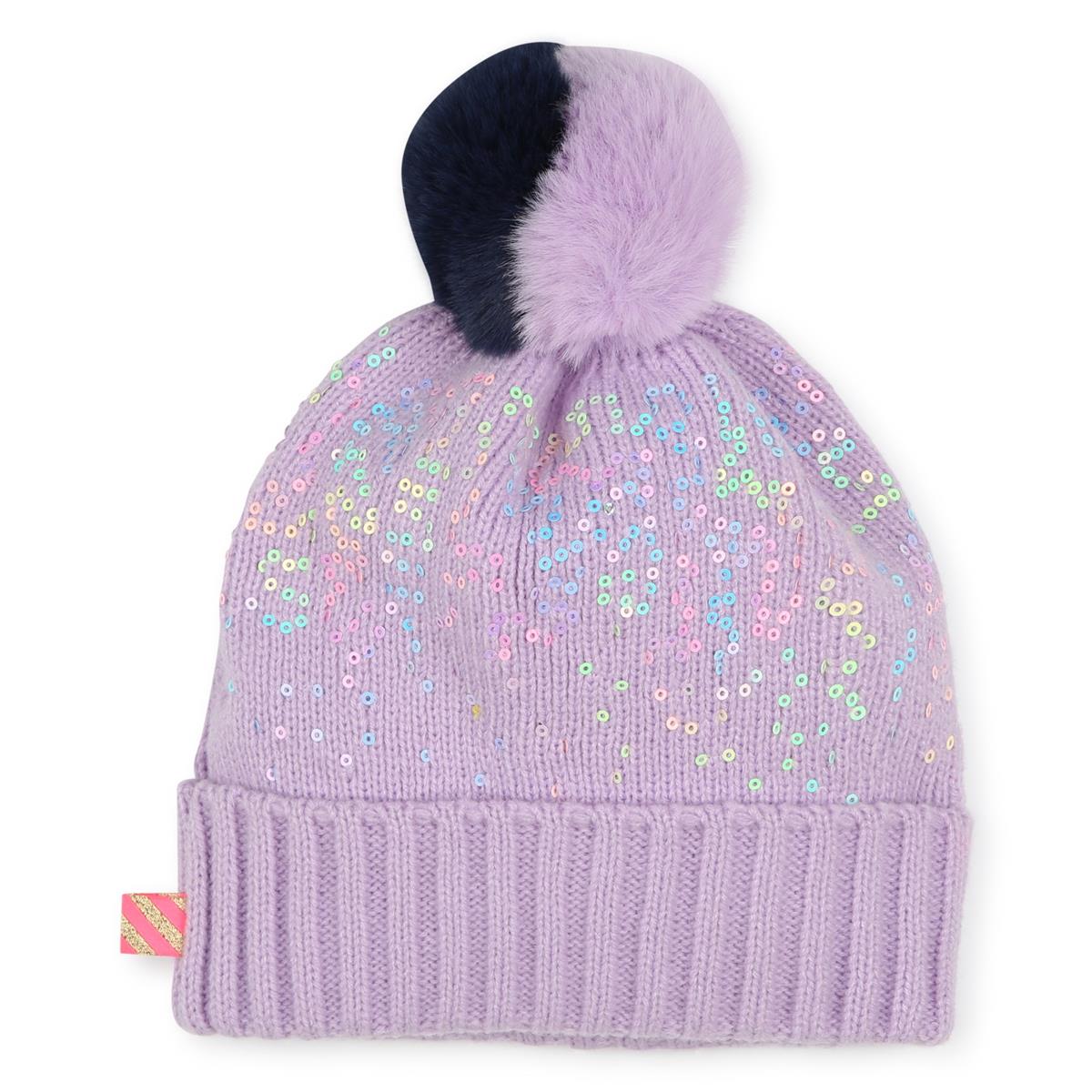 Girls Purple Sequins Knit Hat