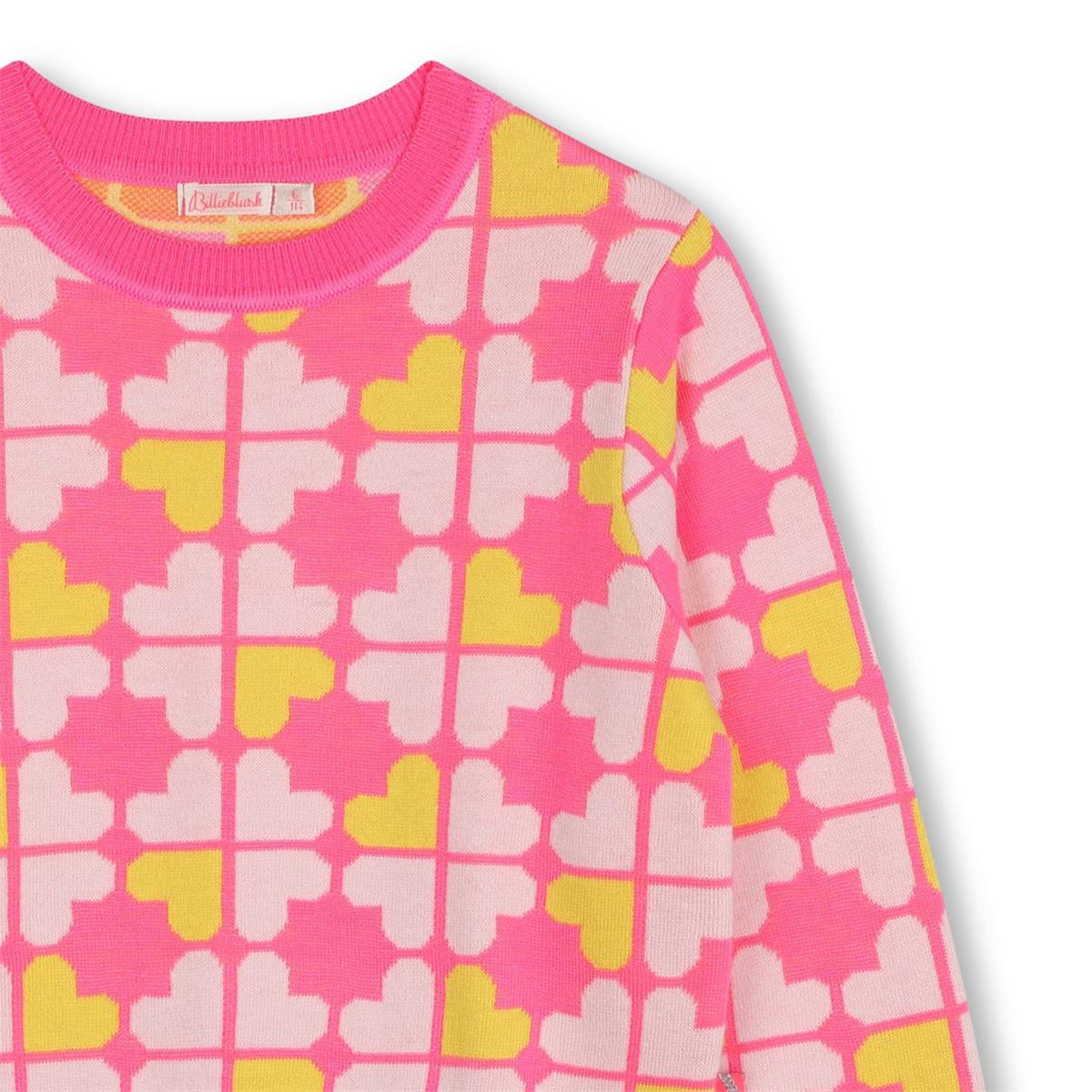 Girls Pink Jacquard Sweater