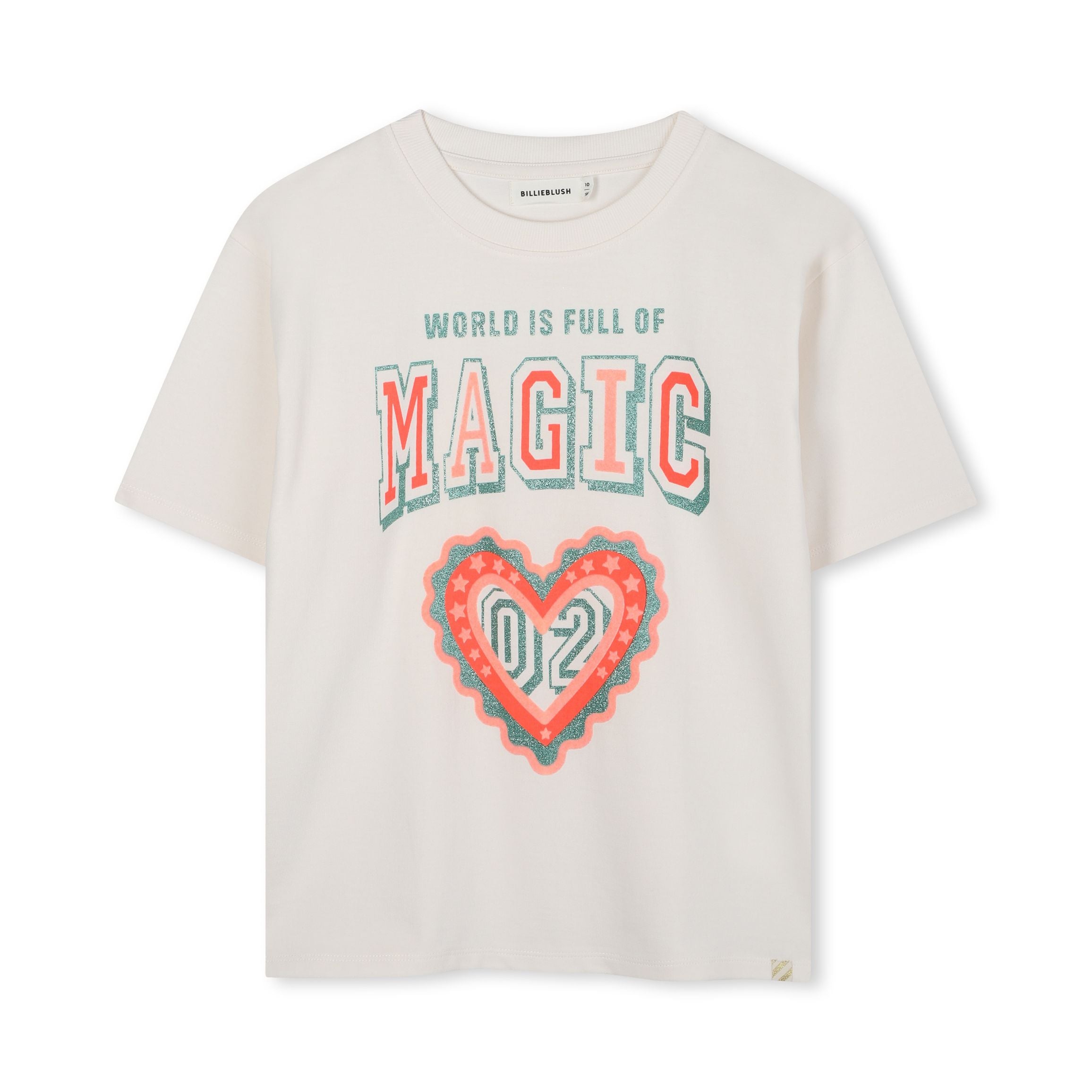 Girls White Printed Cotton T-Shirt