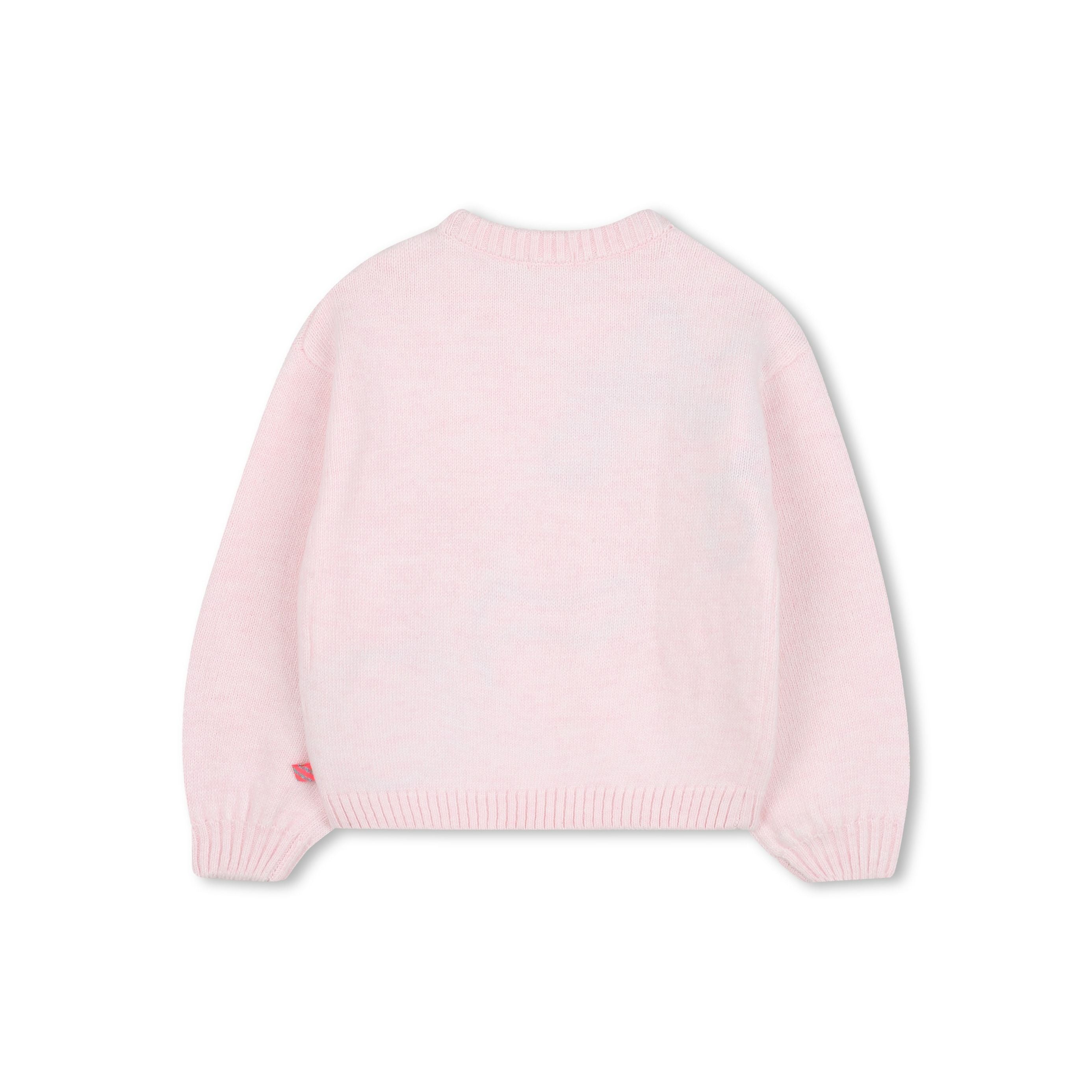 Girls Light Pink Embroidered Cat Knit Sweater