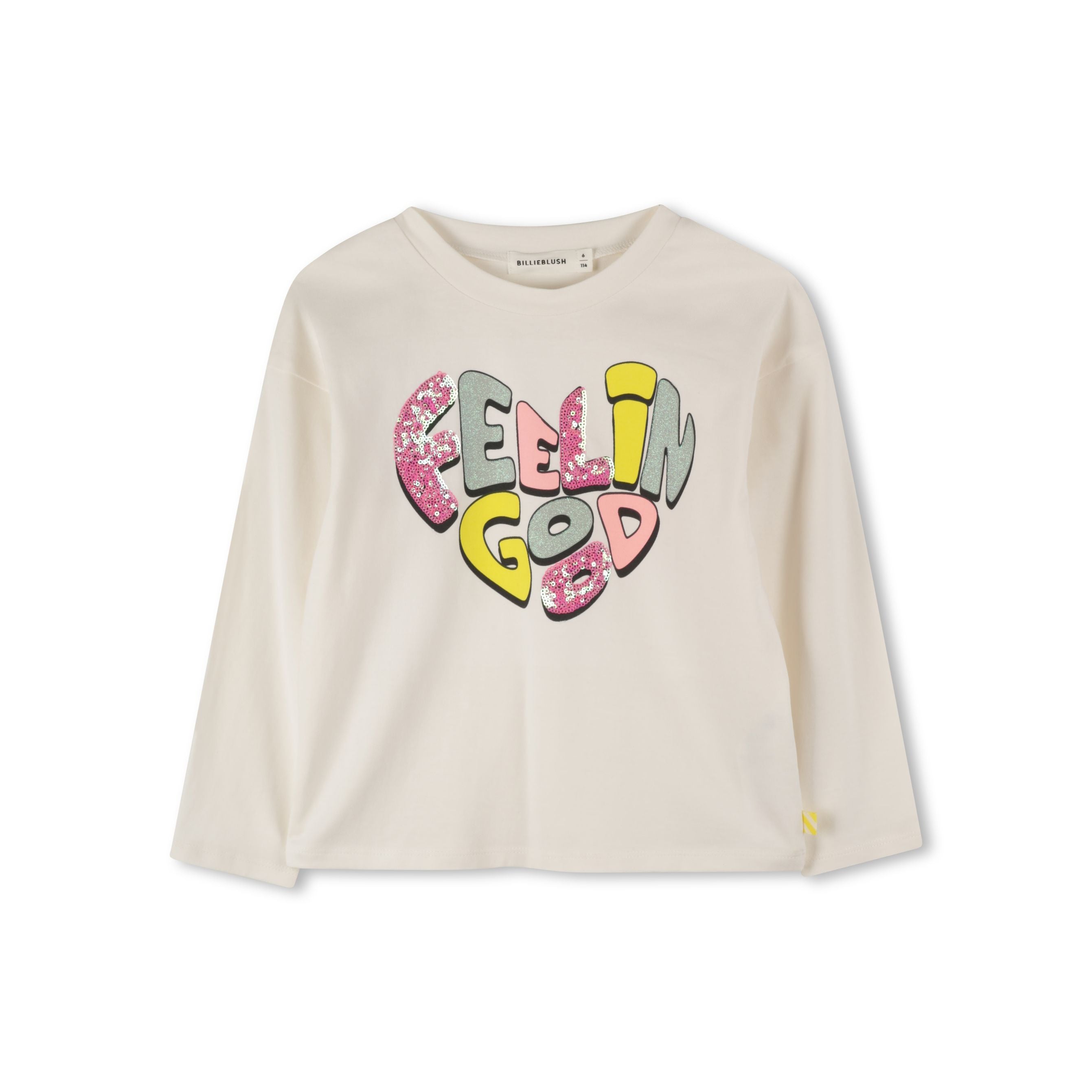 Girls Ivory Printed Cotton T-Shirt