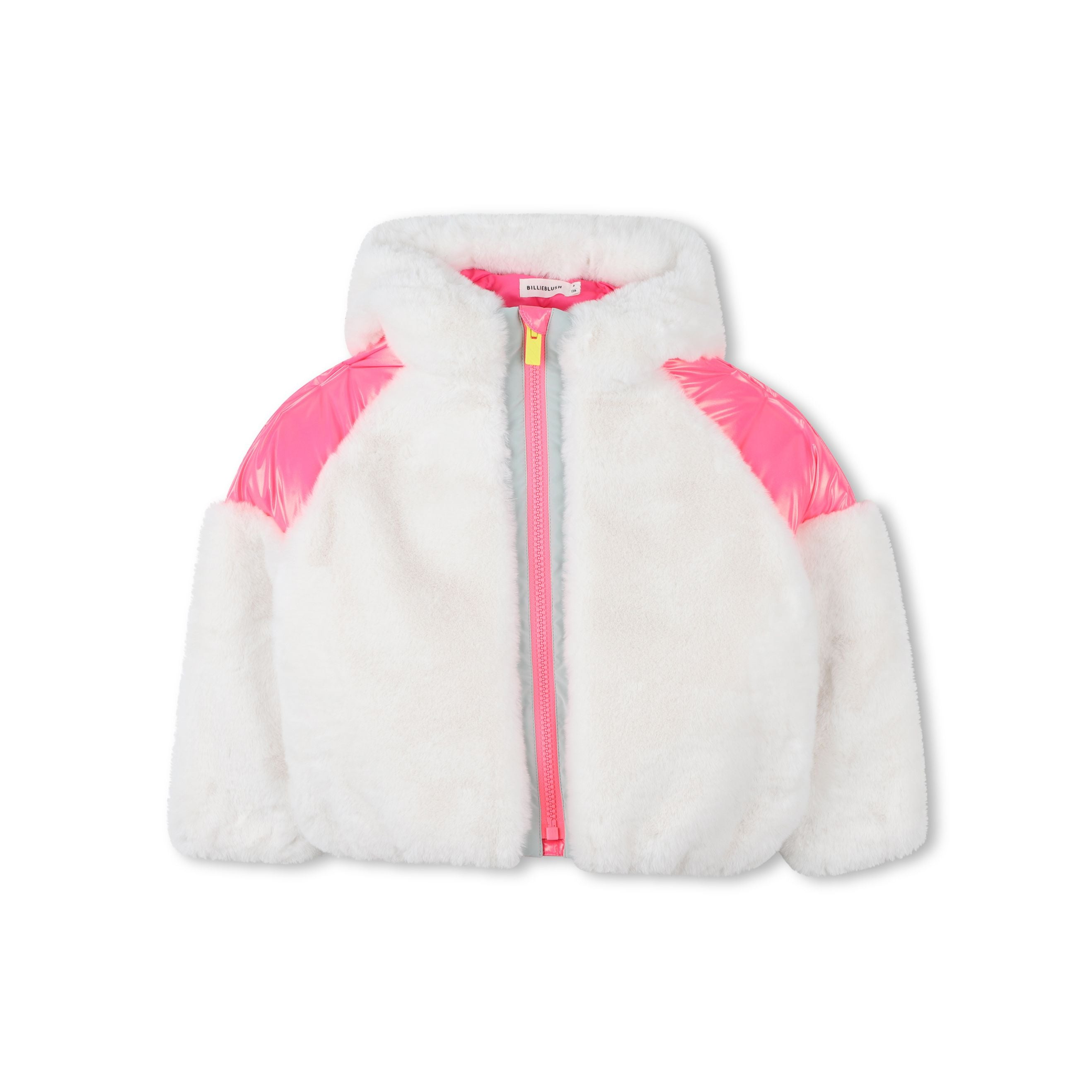 Girls White Padded Plush Jacket