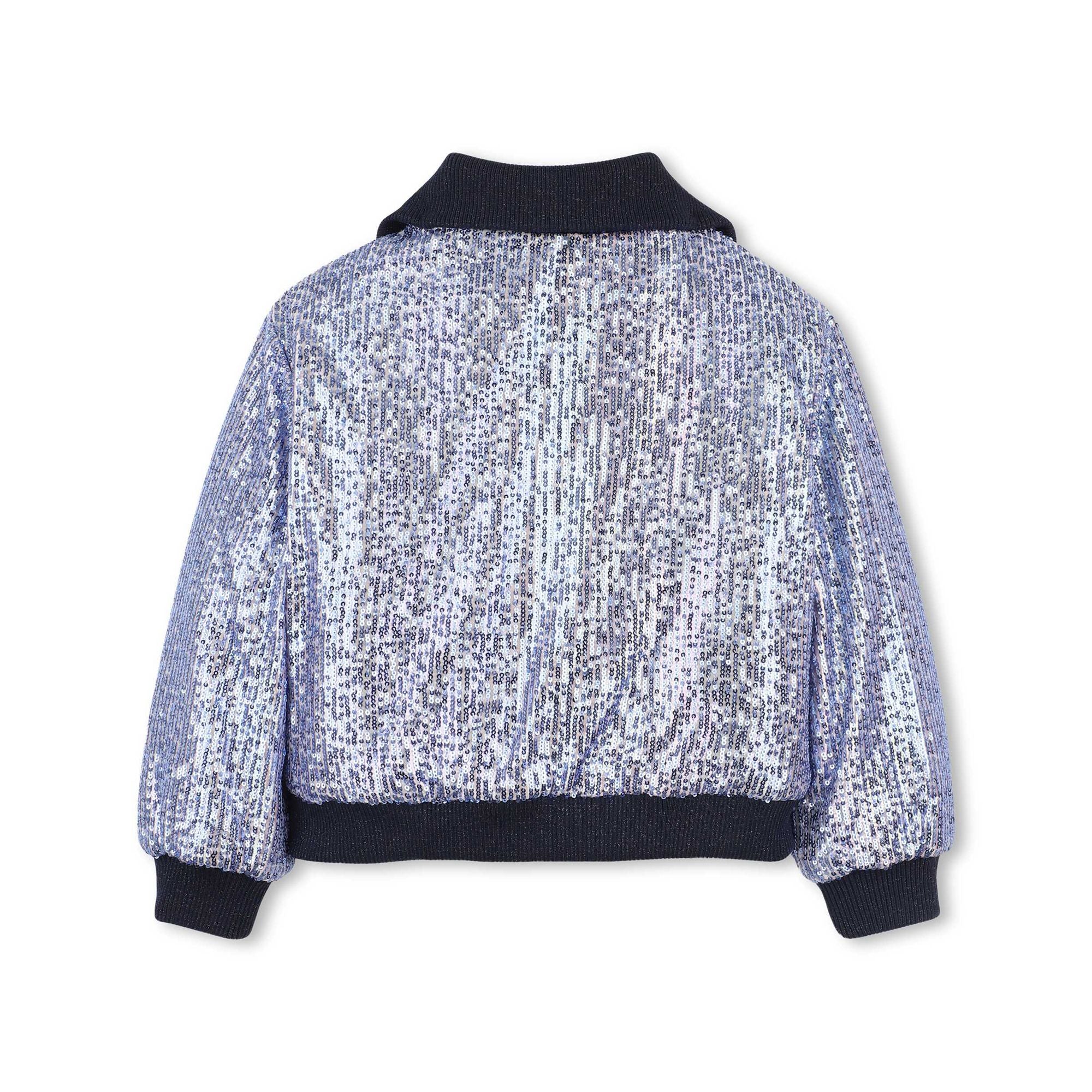 Girls Silver Sequin Zip-Up Padded Jacket