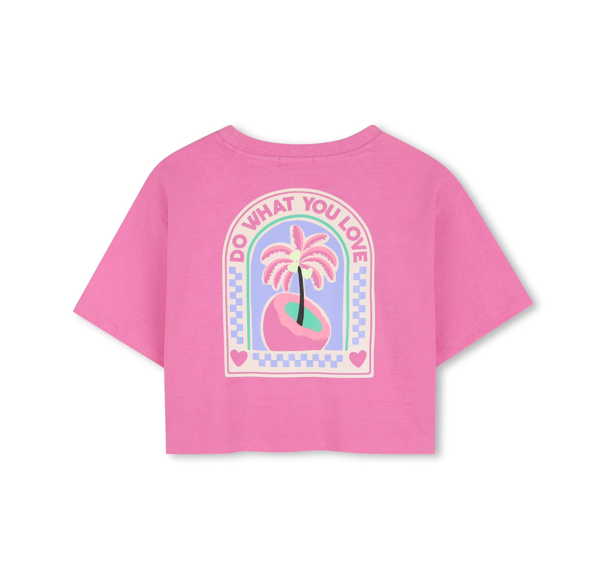 Girls Pink Printed Cotton T-Shirt