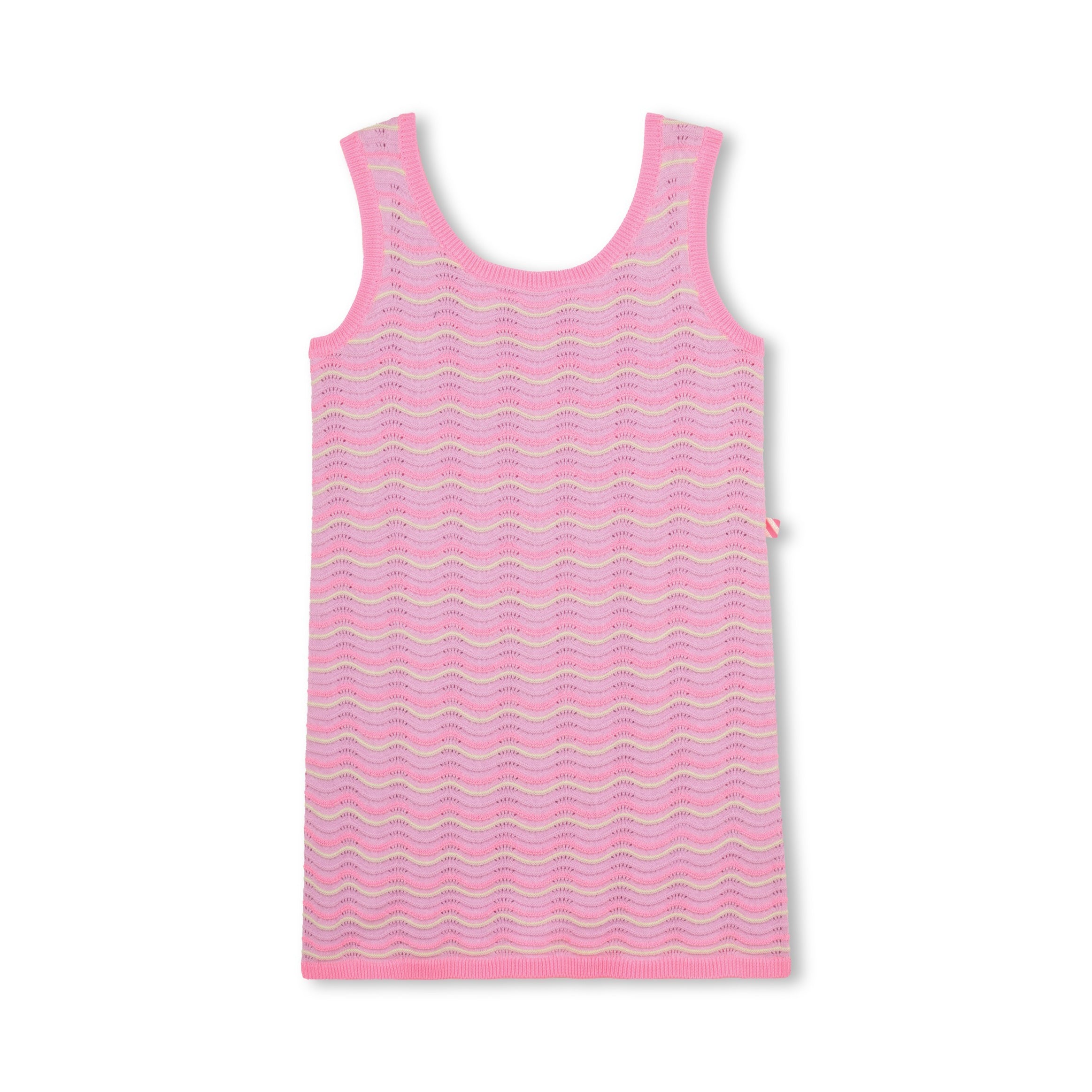 Girls Pink Ripple Cotton Knit Dress