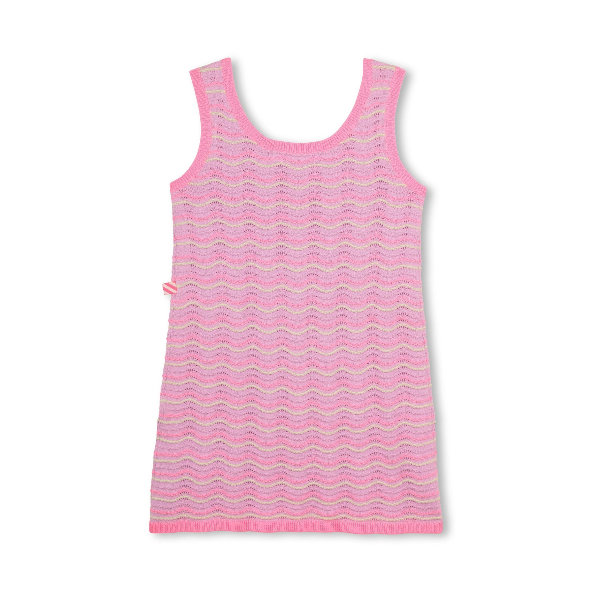 Girls Pink Ripple Cotton Knit Dress