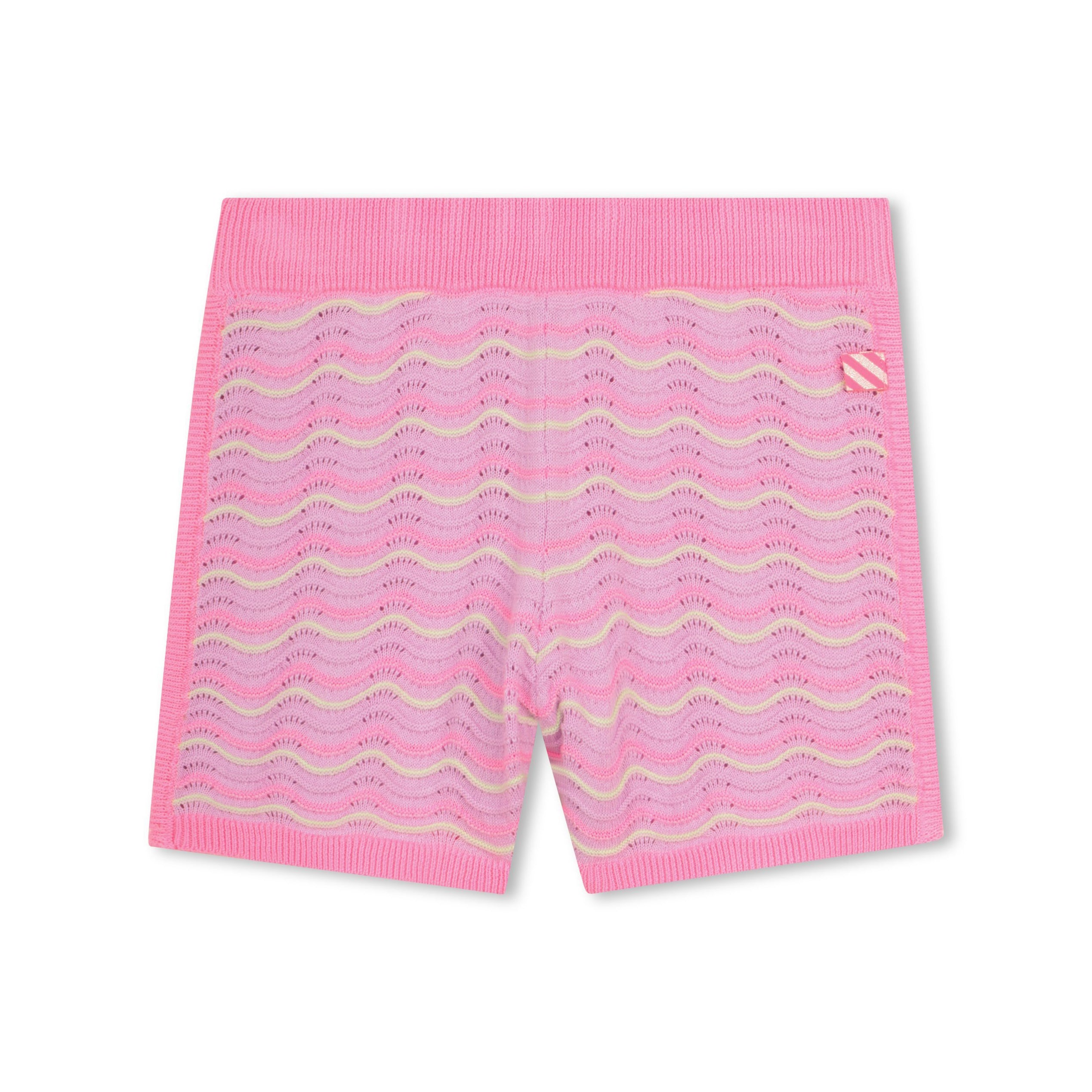 Girls Pink Ripple Cotton Knit Shorts