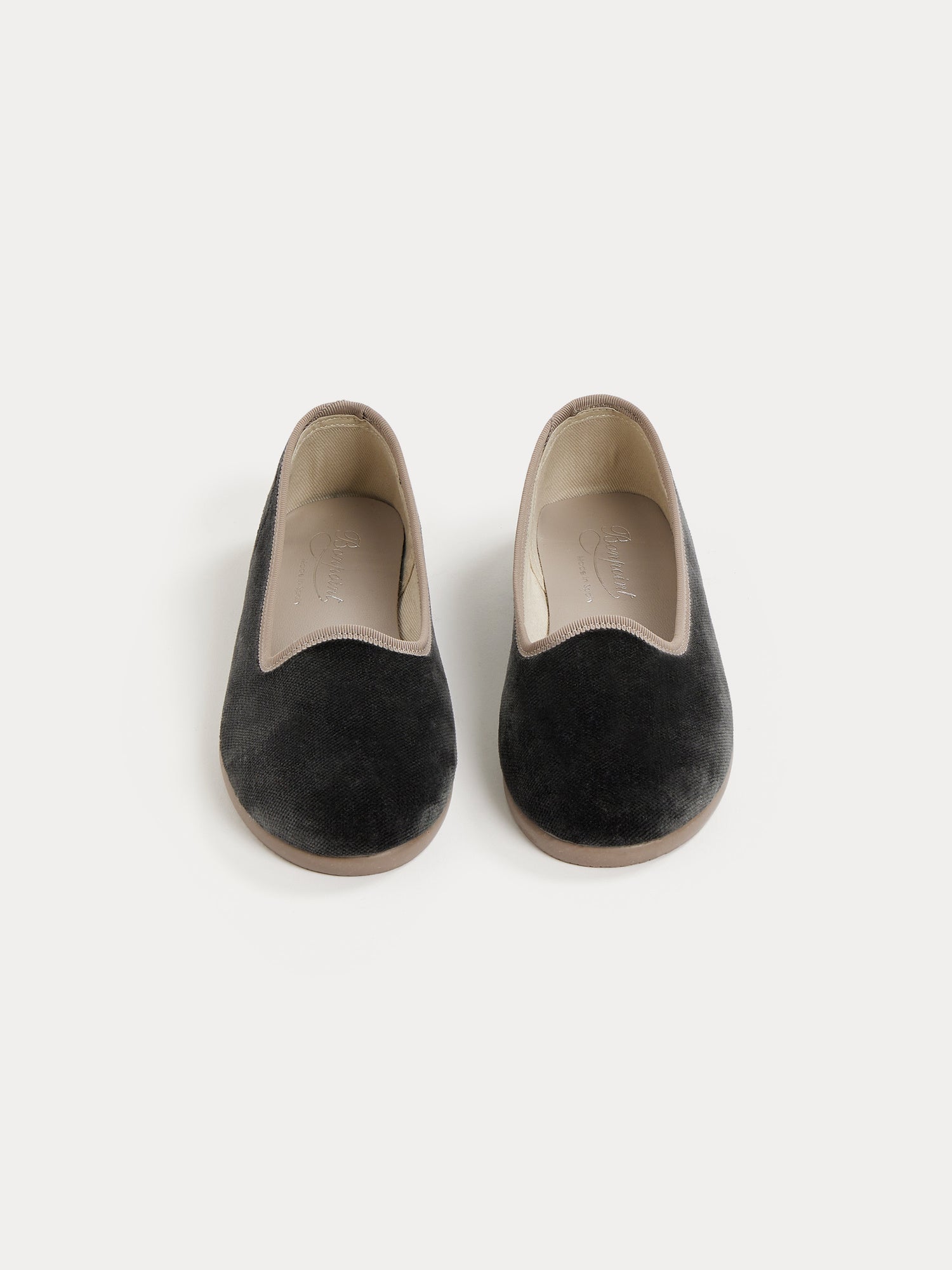Girls Grey Velvet Flat Shoes