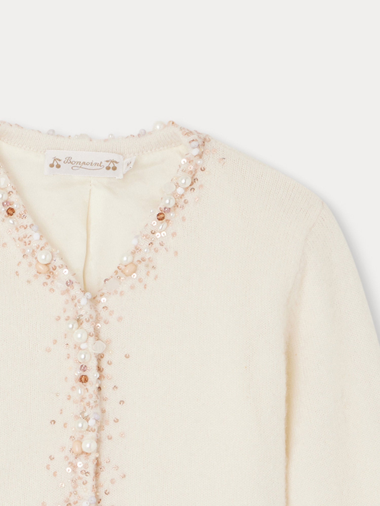 Girls White Cashmere Cardigan