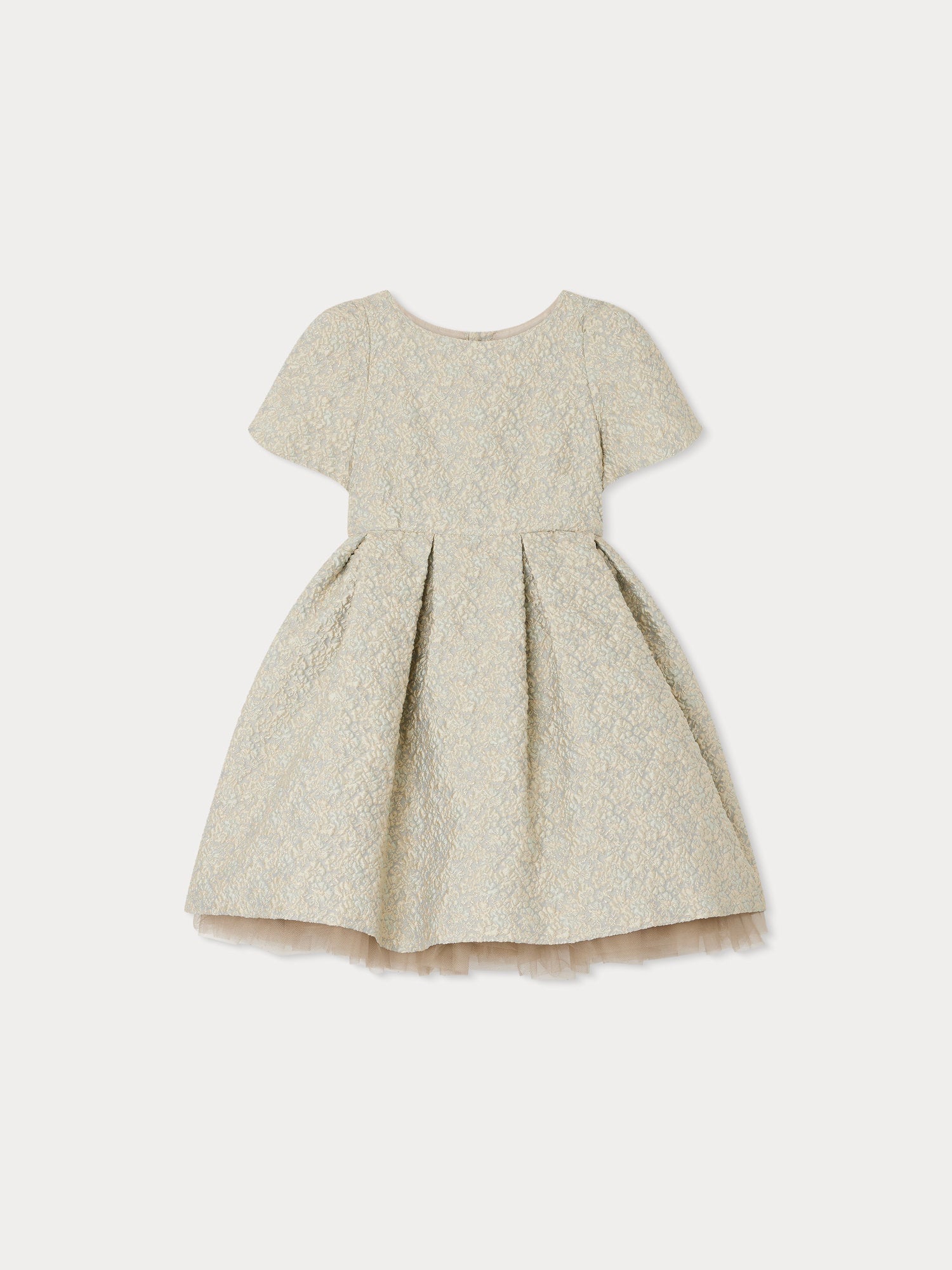 Girls Beige Jacquard Dress