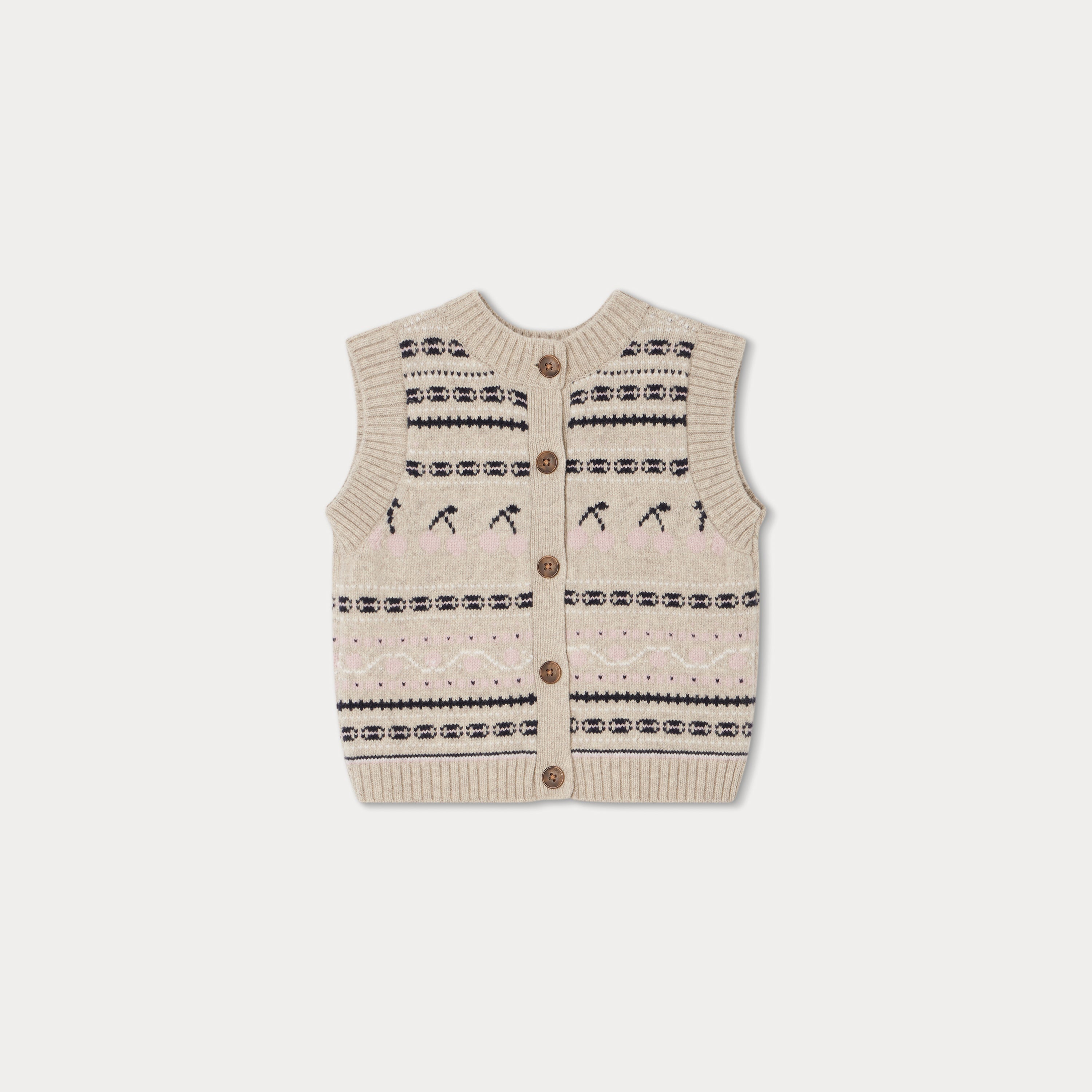Girls Beige Wool Gilet