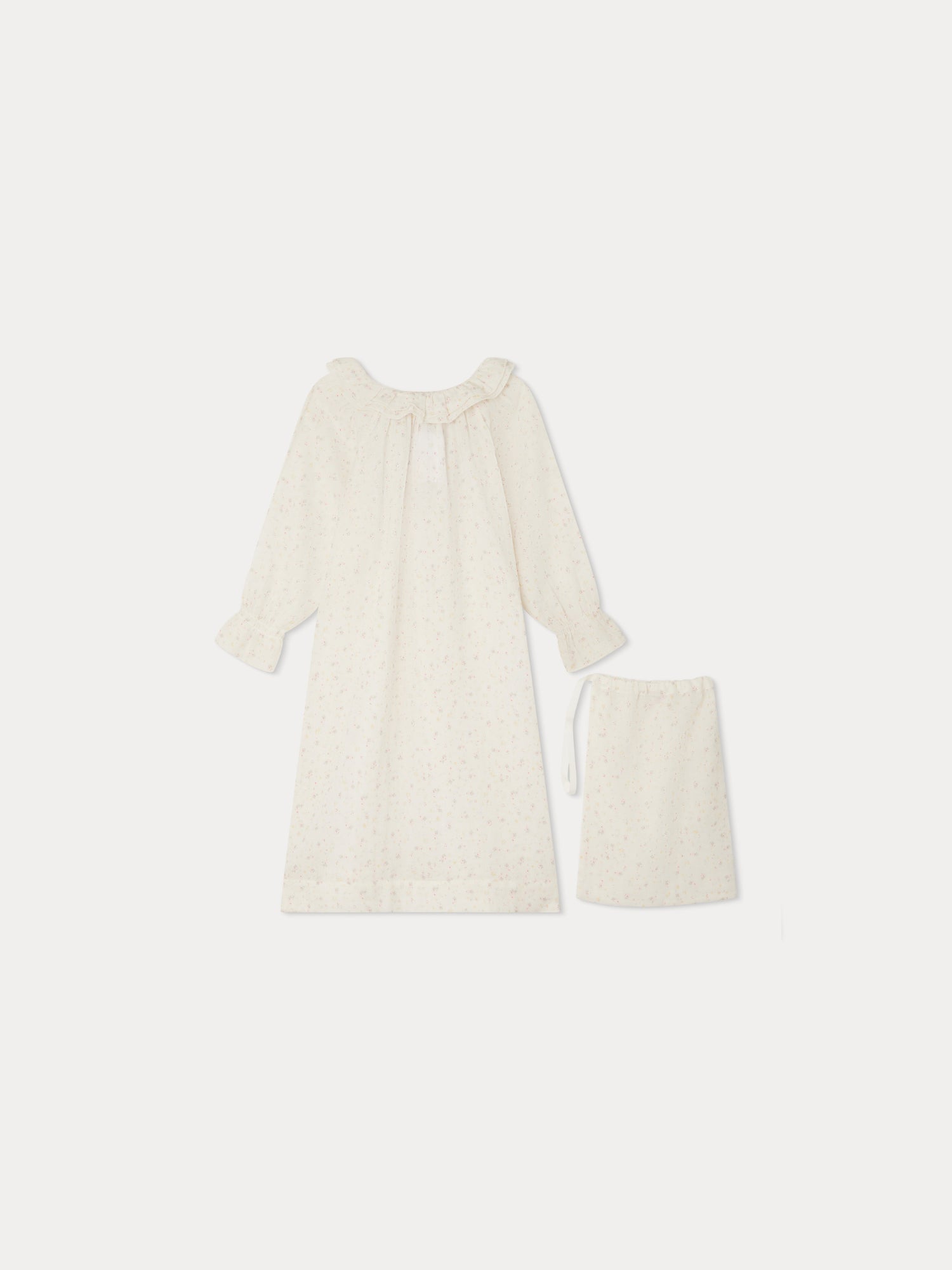 Girls Ivory Floral Cotton Nightwear Dress