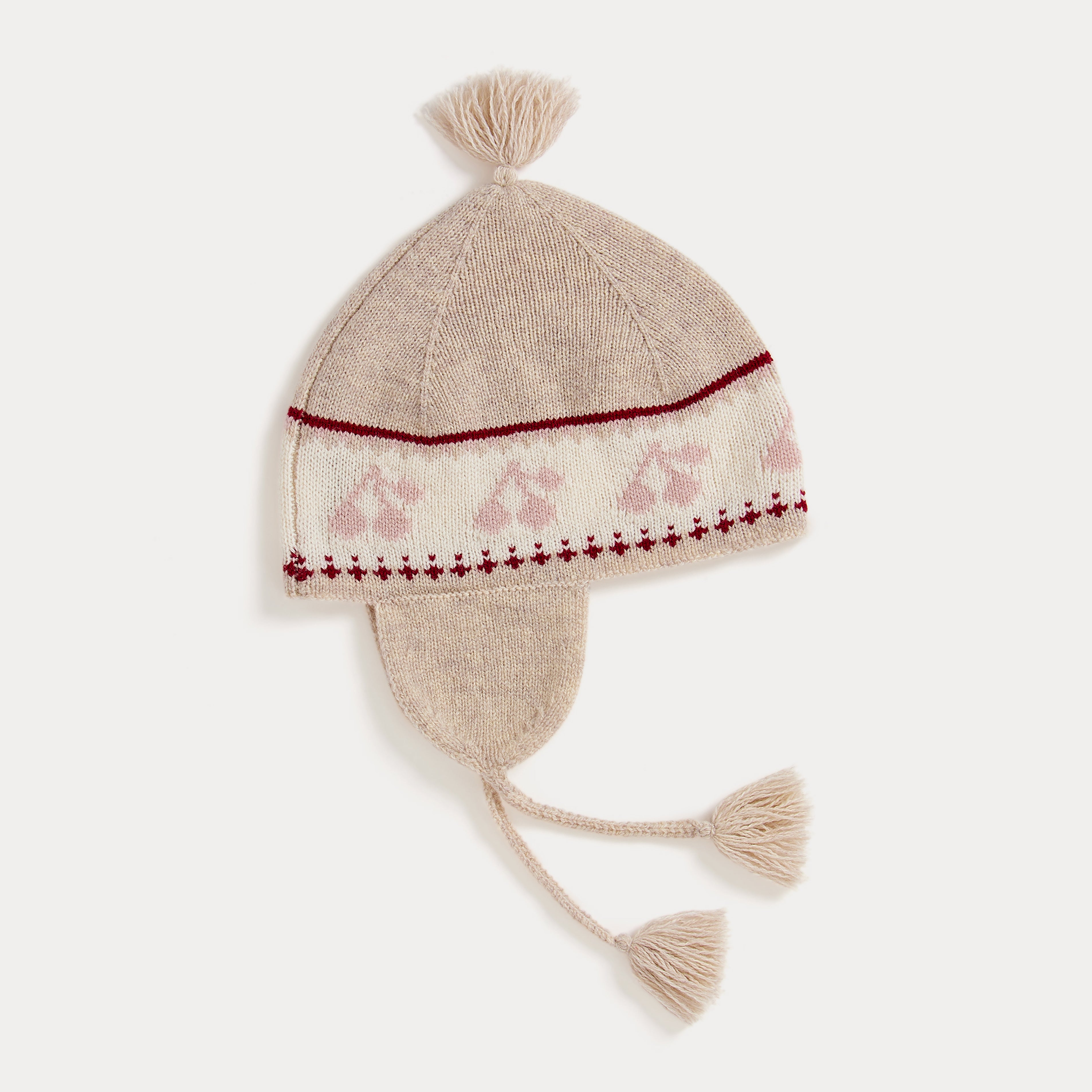 Baby Girls Beige Logo Wool Hat