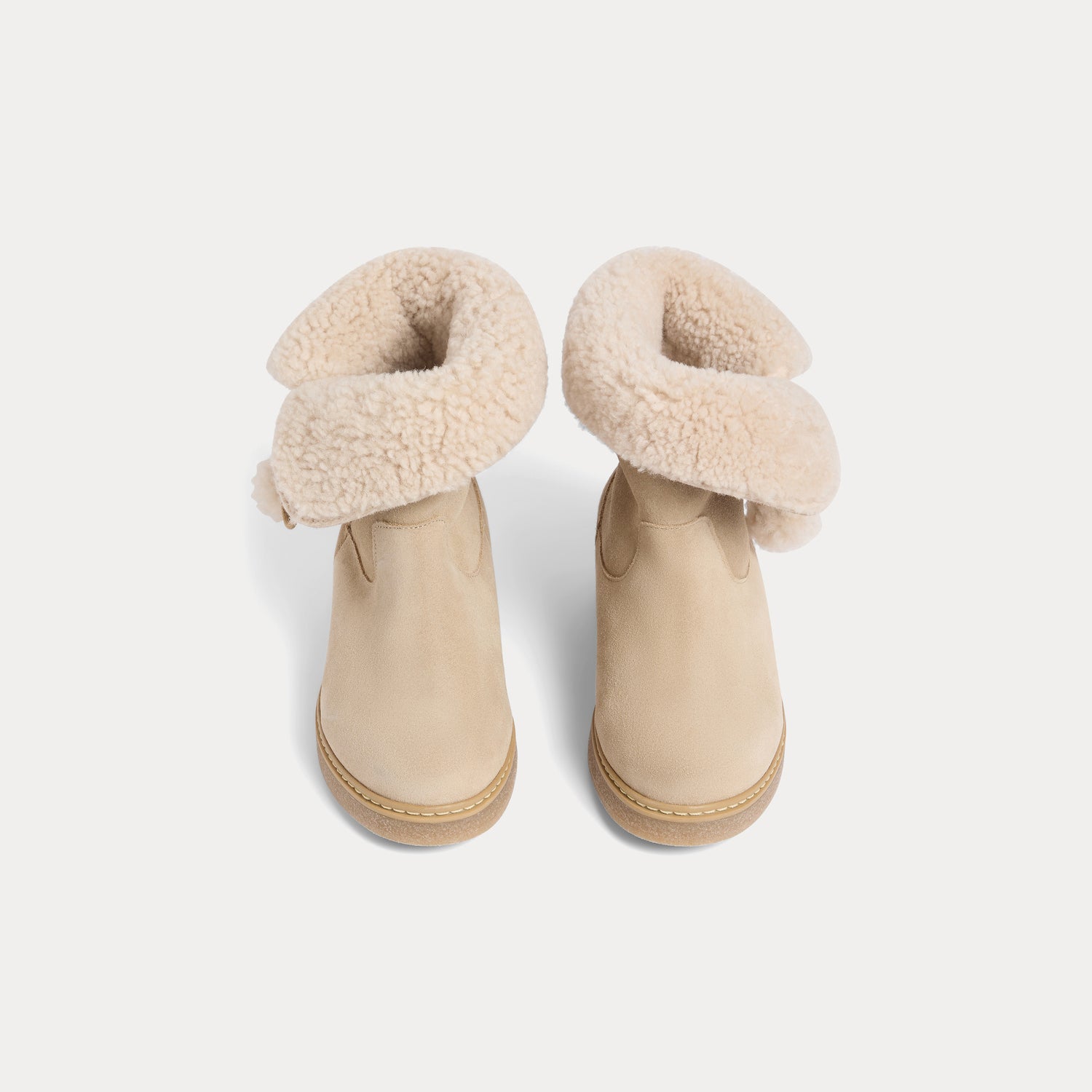 Girls Beige Cherry Pompoms Boots