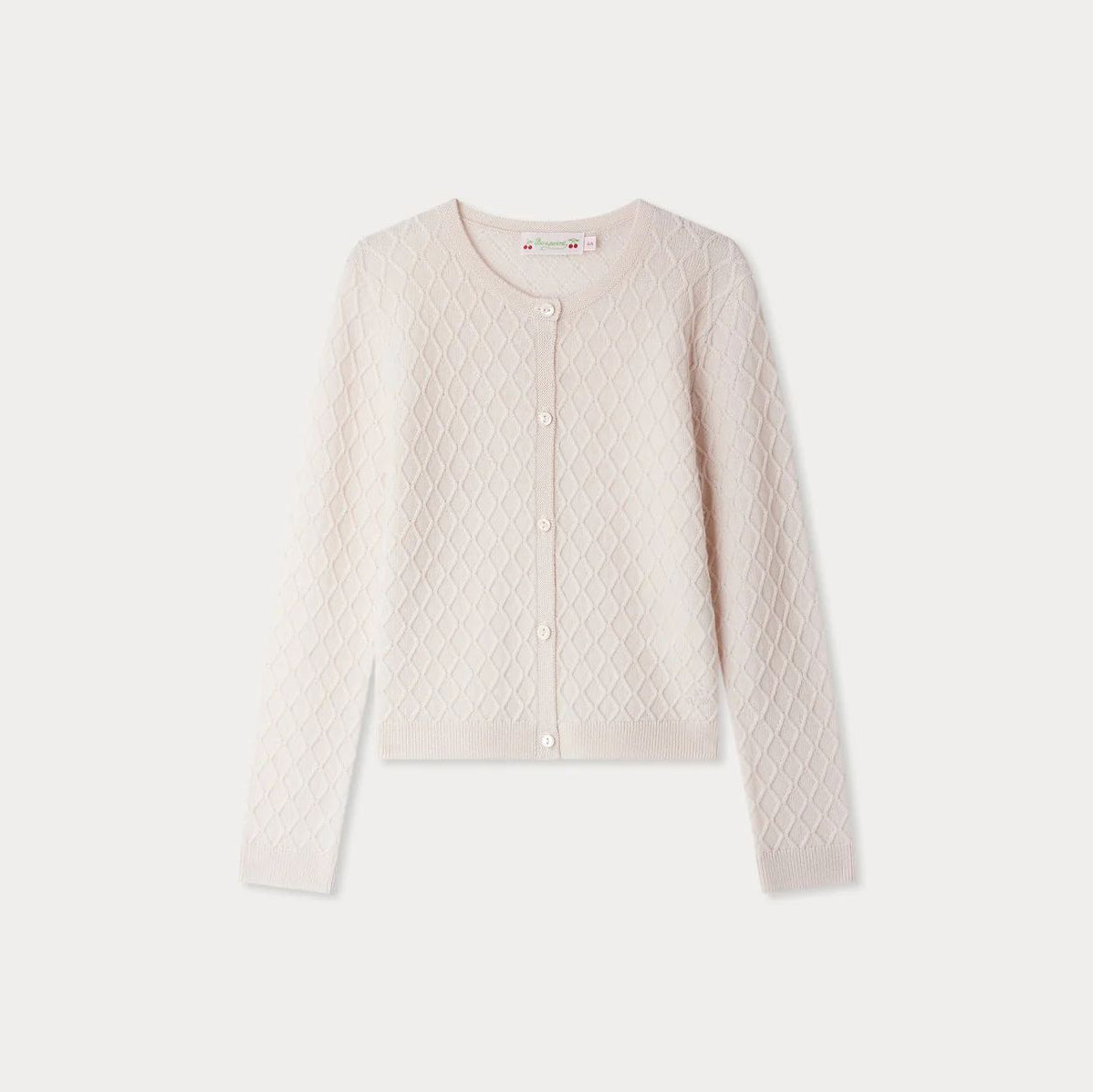 Girls Light Pink Diamond Wool Cardigan