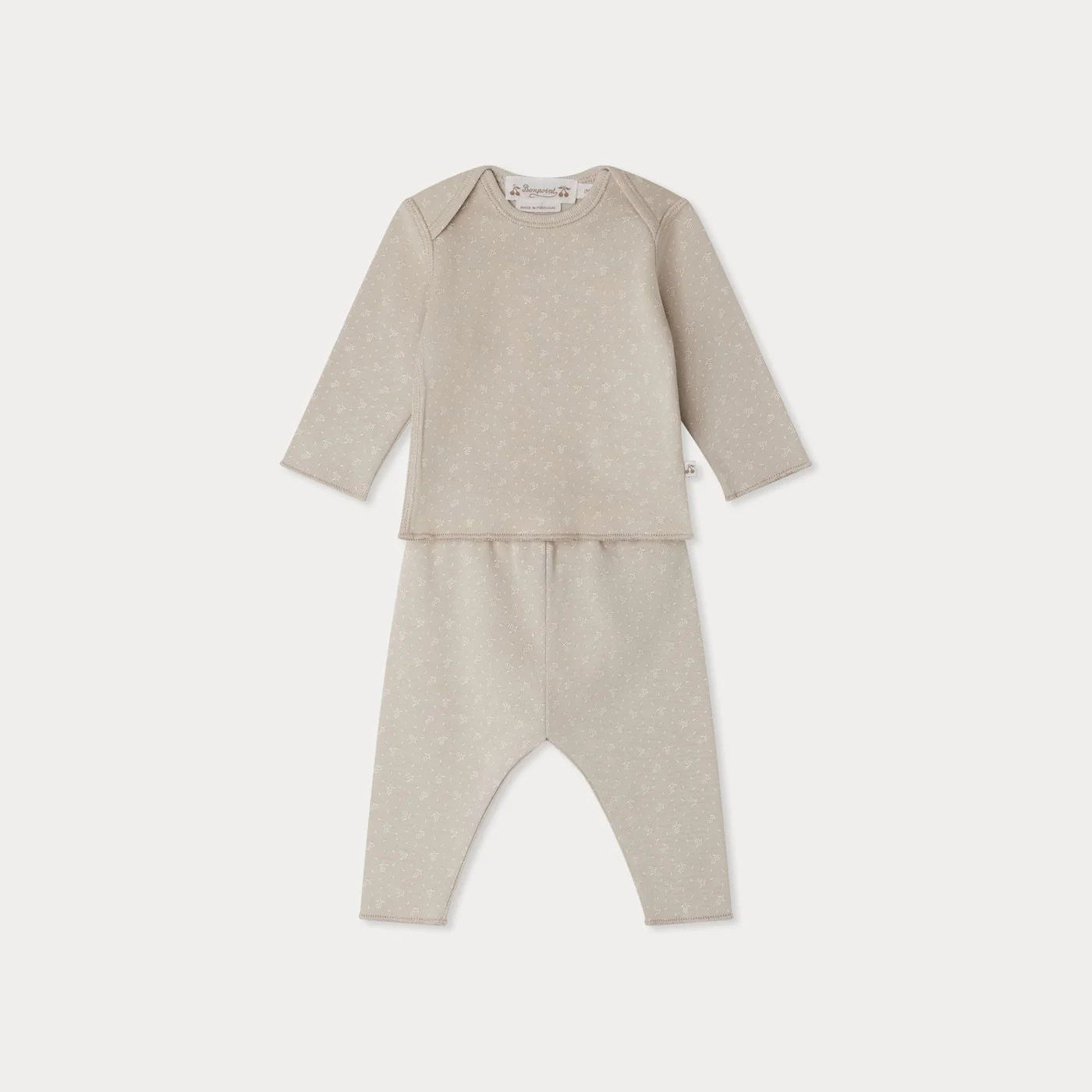 Baby Boys & Girls Beige Printed Cotton Set