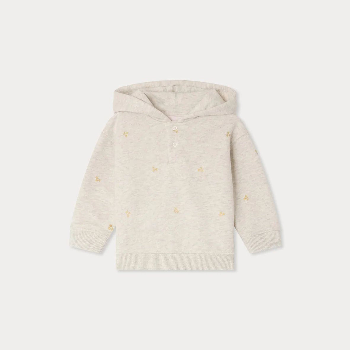 Baby Boys & Girls Beige Embroidered Logo Cotton Sweatshirt