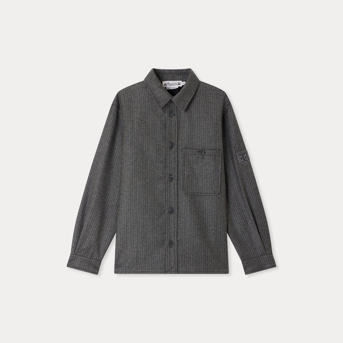 Boys Grey Stripes Wool Shirt