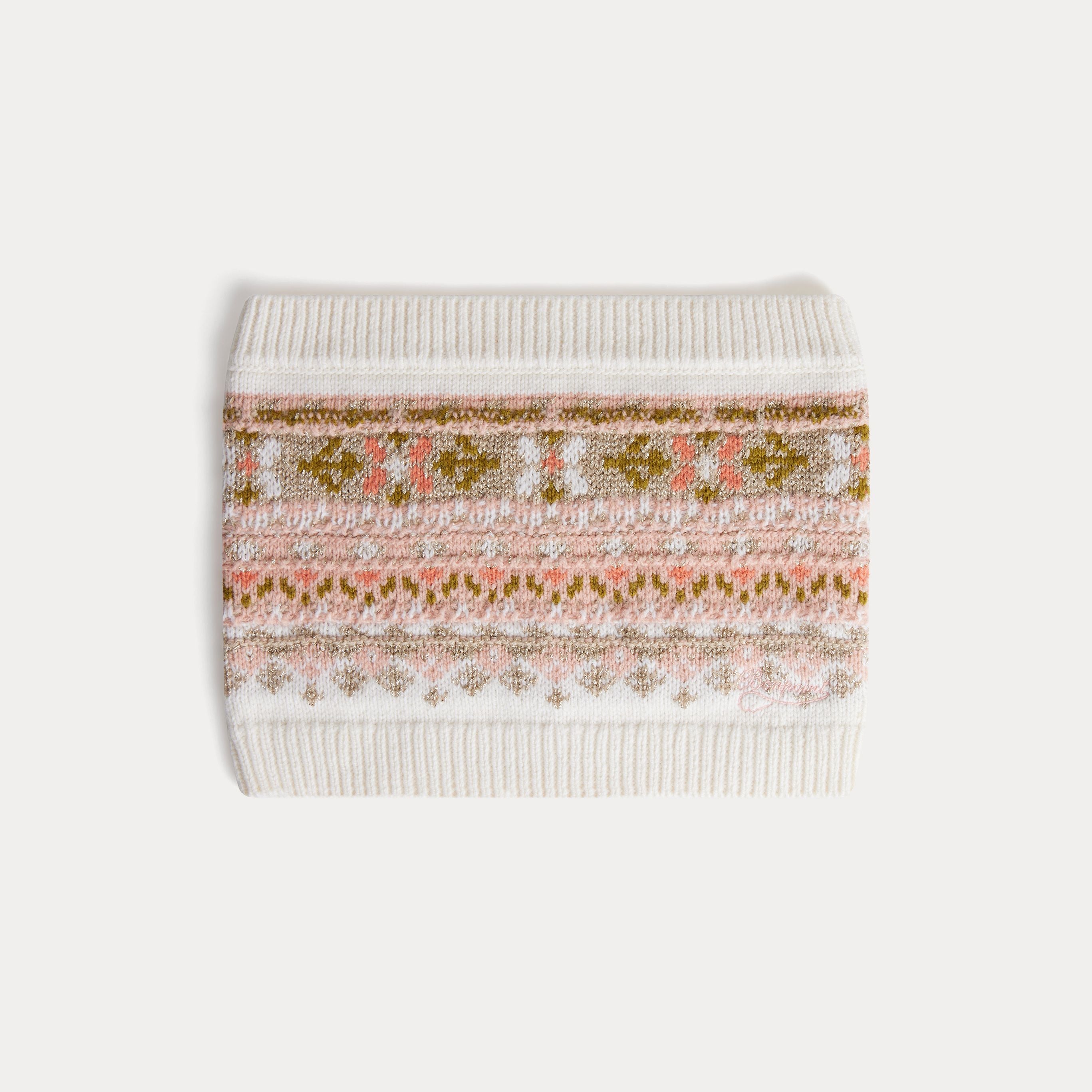 Foulard blanc en laine jacquard pour fille