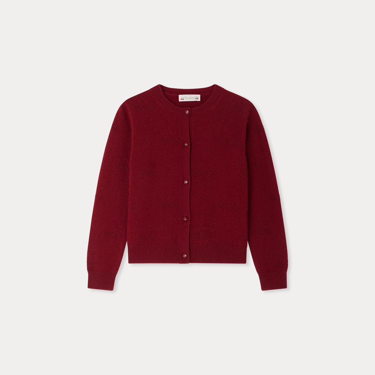Girls Wine Red Cashmere Cardigan