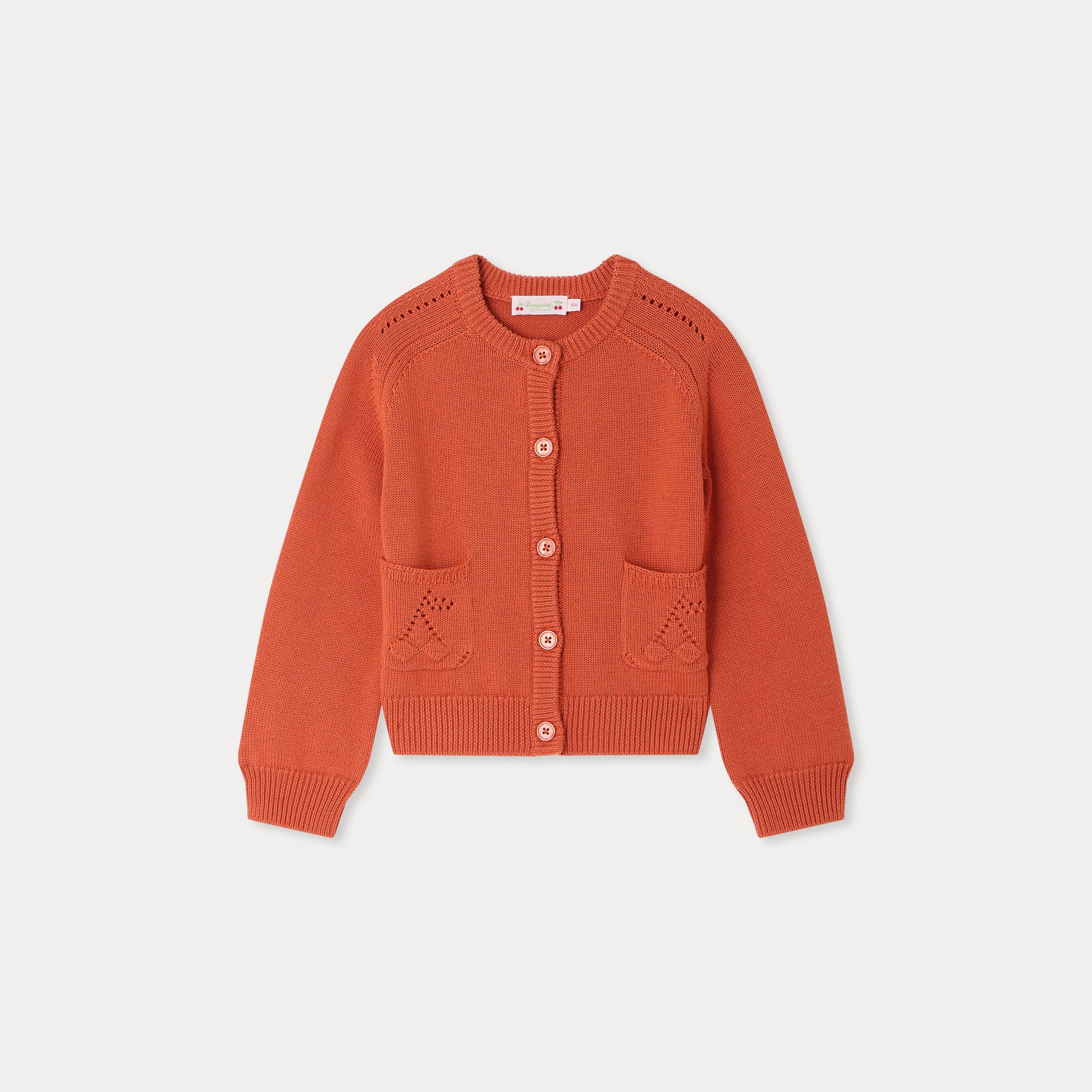 Girls Apricot Wool Knit Cardigan