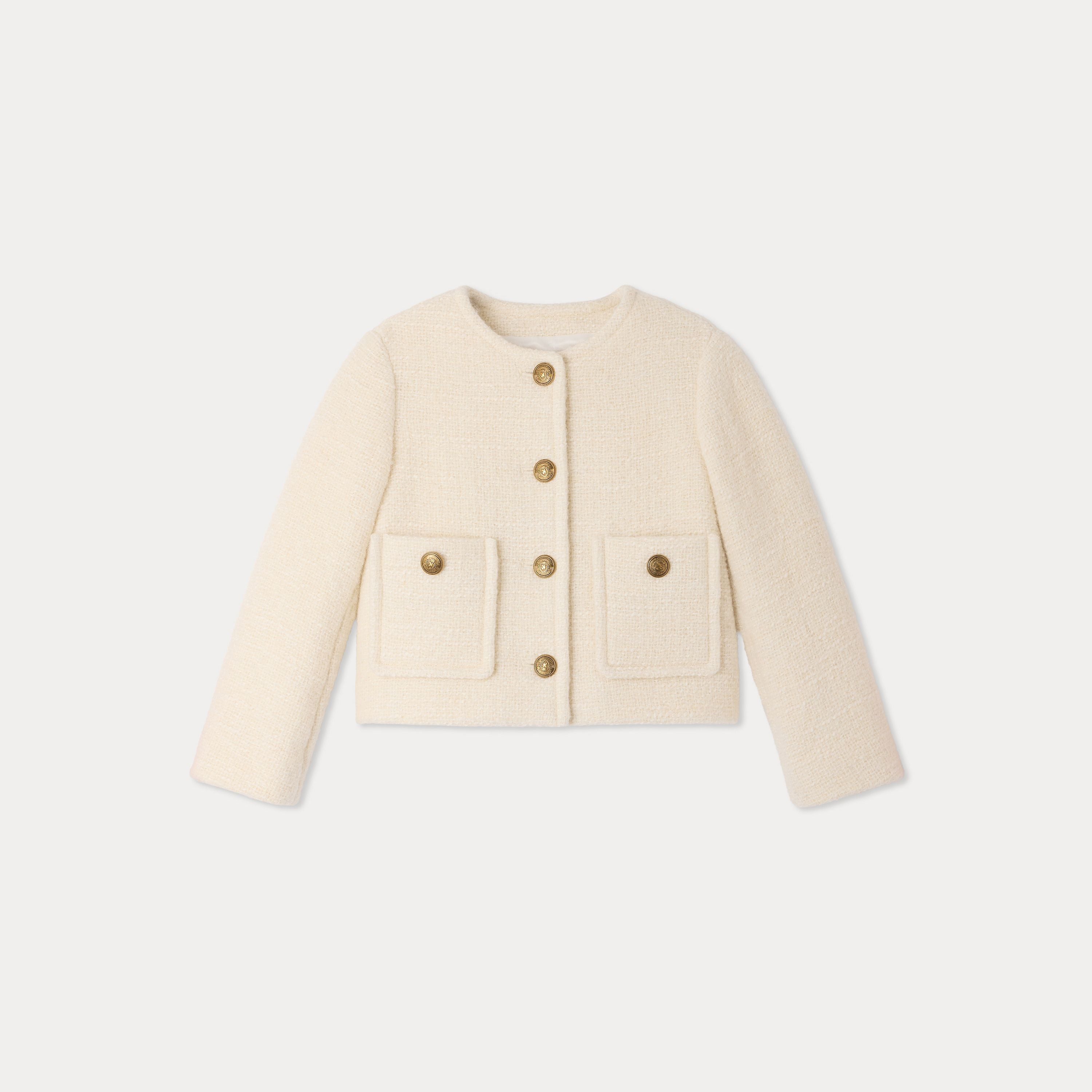 Girls White Wool Jacket