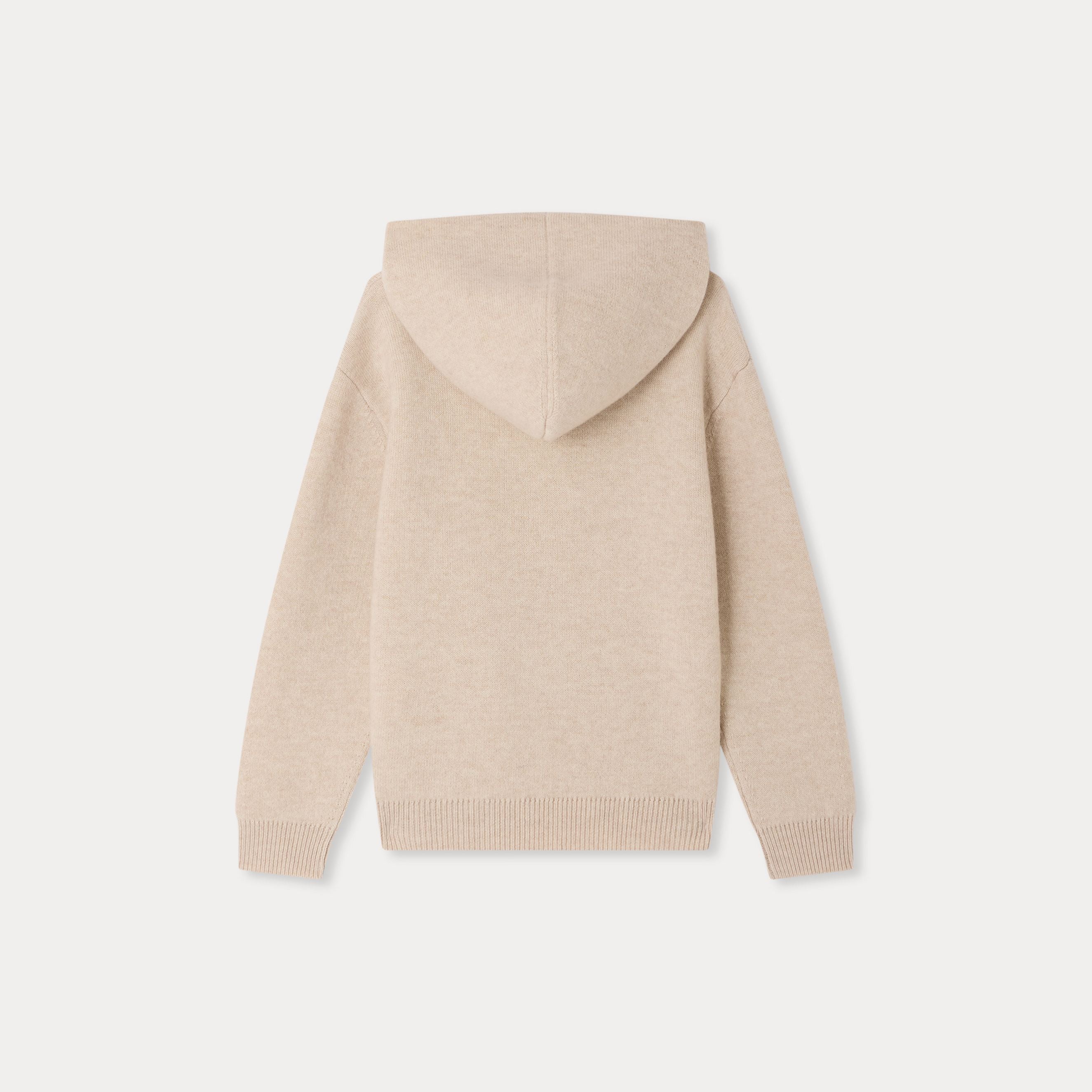 Pull en laine beige à capuche pour filles