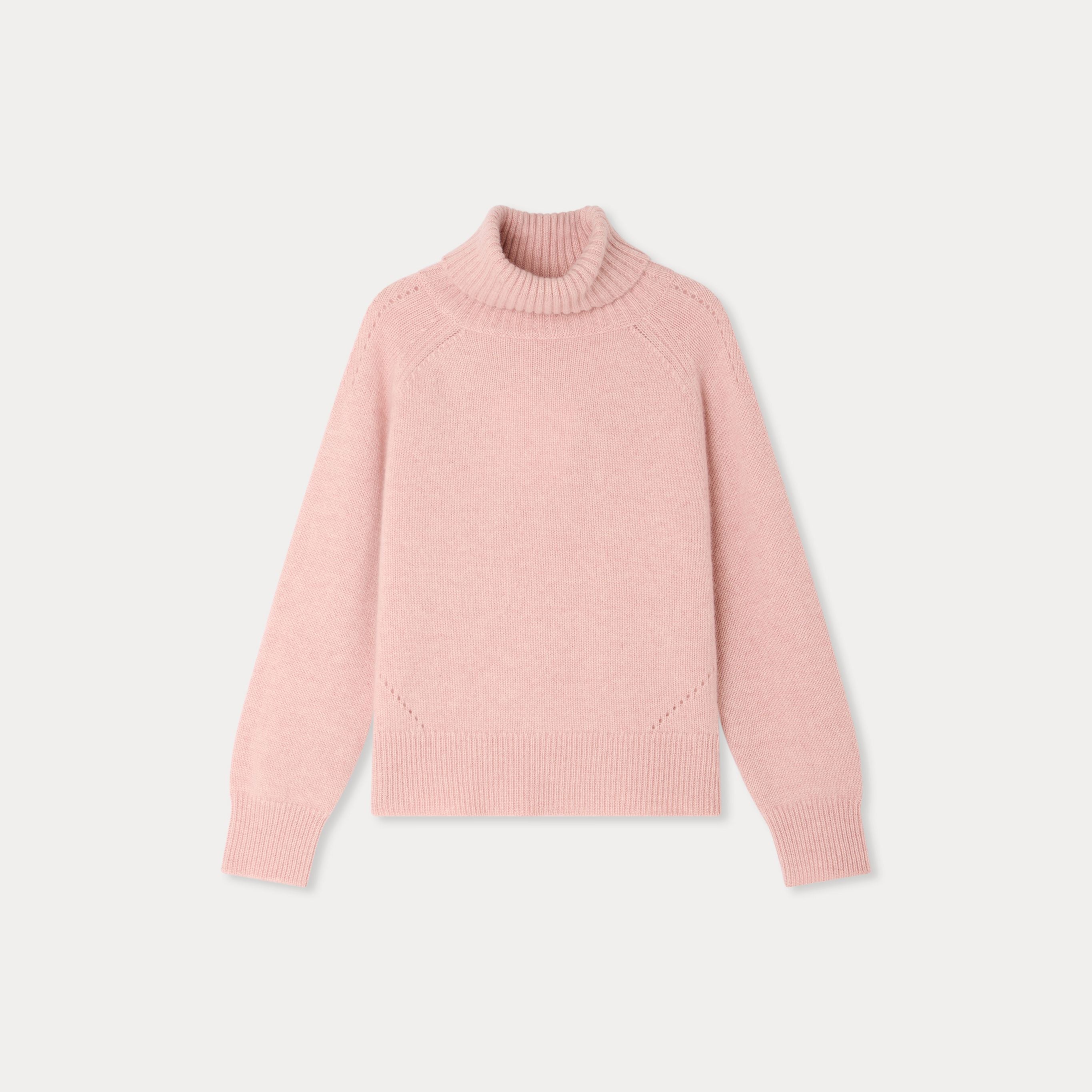 Pull à col roulé en laine rose pour filles