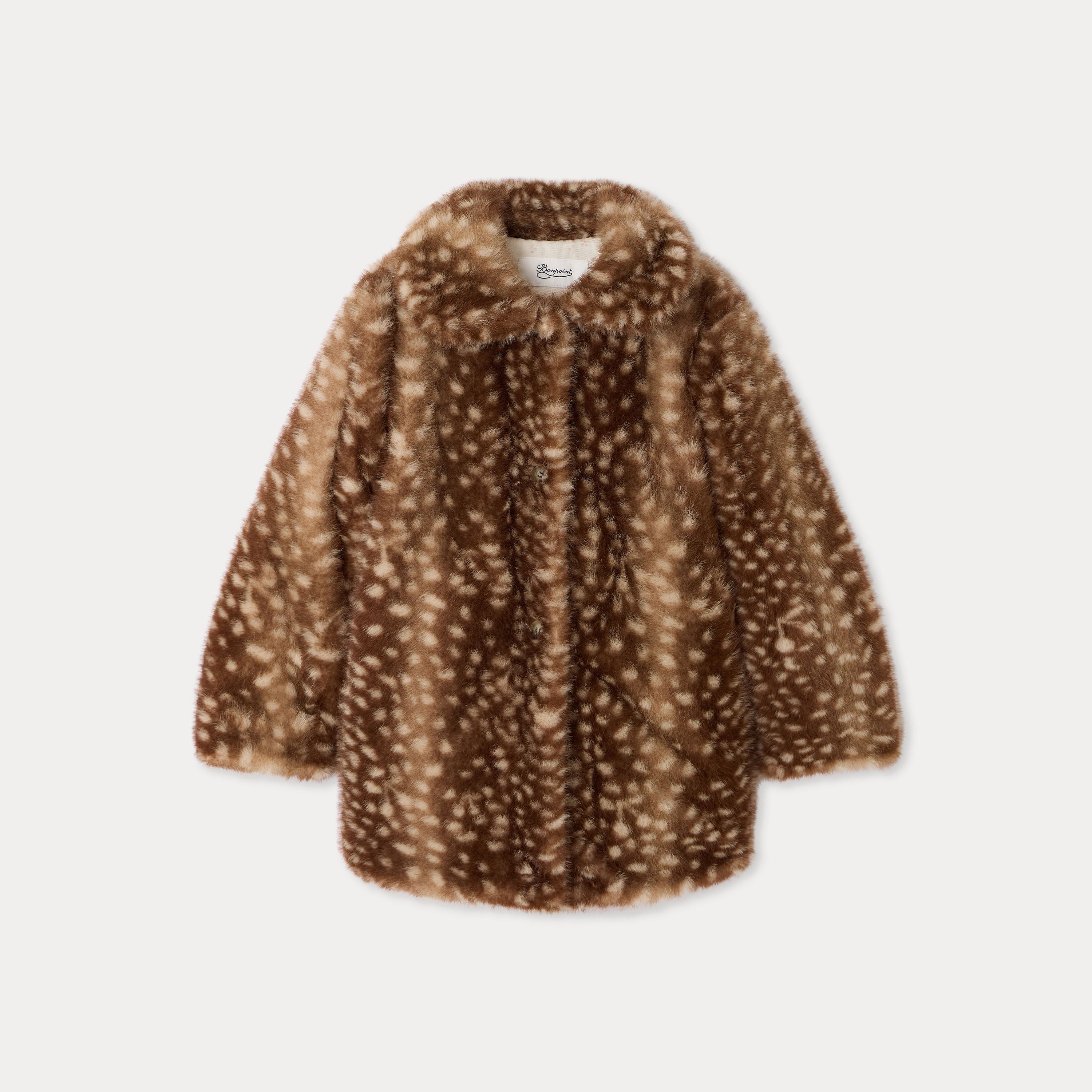 Manteau en fausse fourrure caramel pour fille