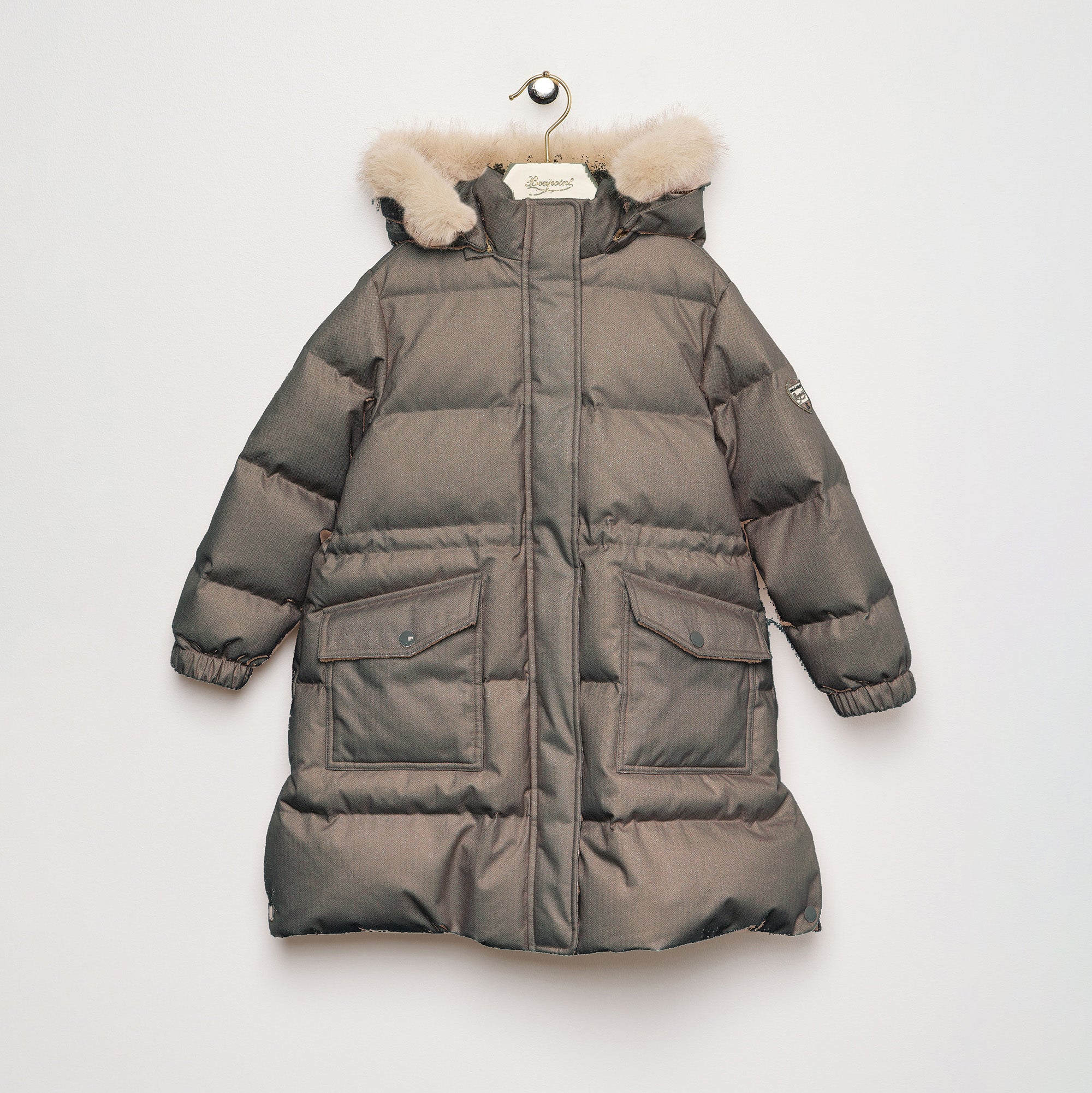 Manteau d'hiver rembourré en duvet gris-marron pour filles