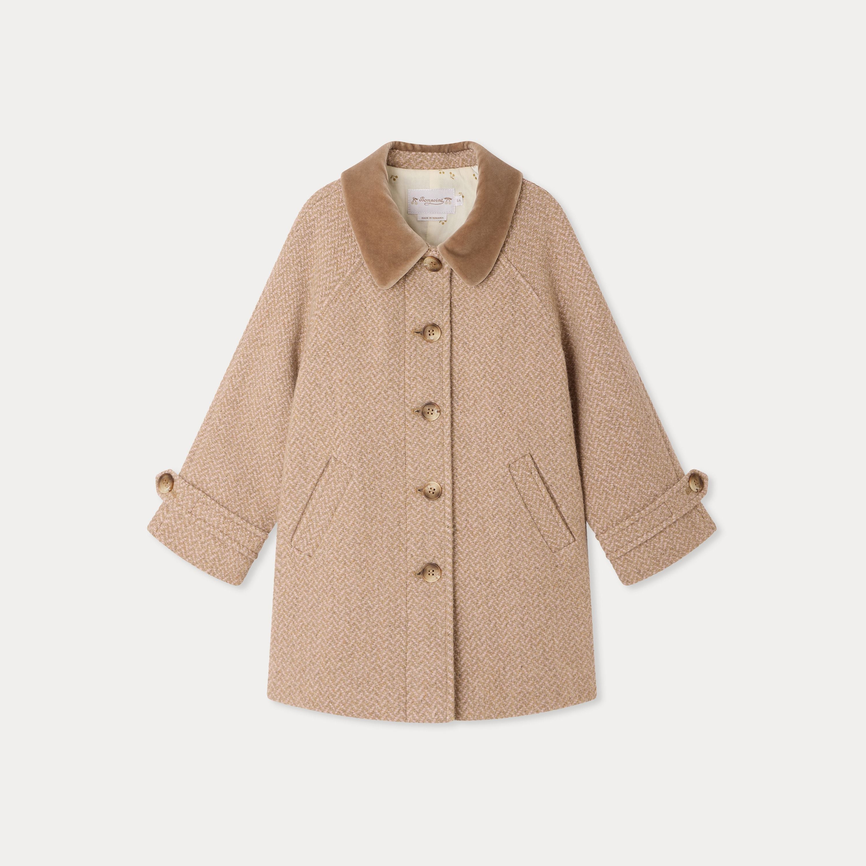 Girls Beige Wool Coat
