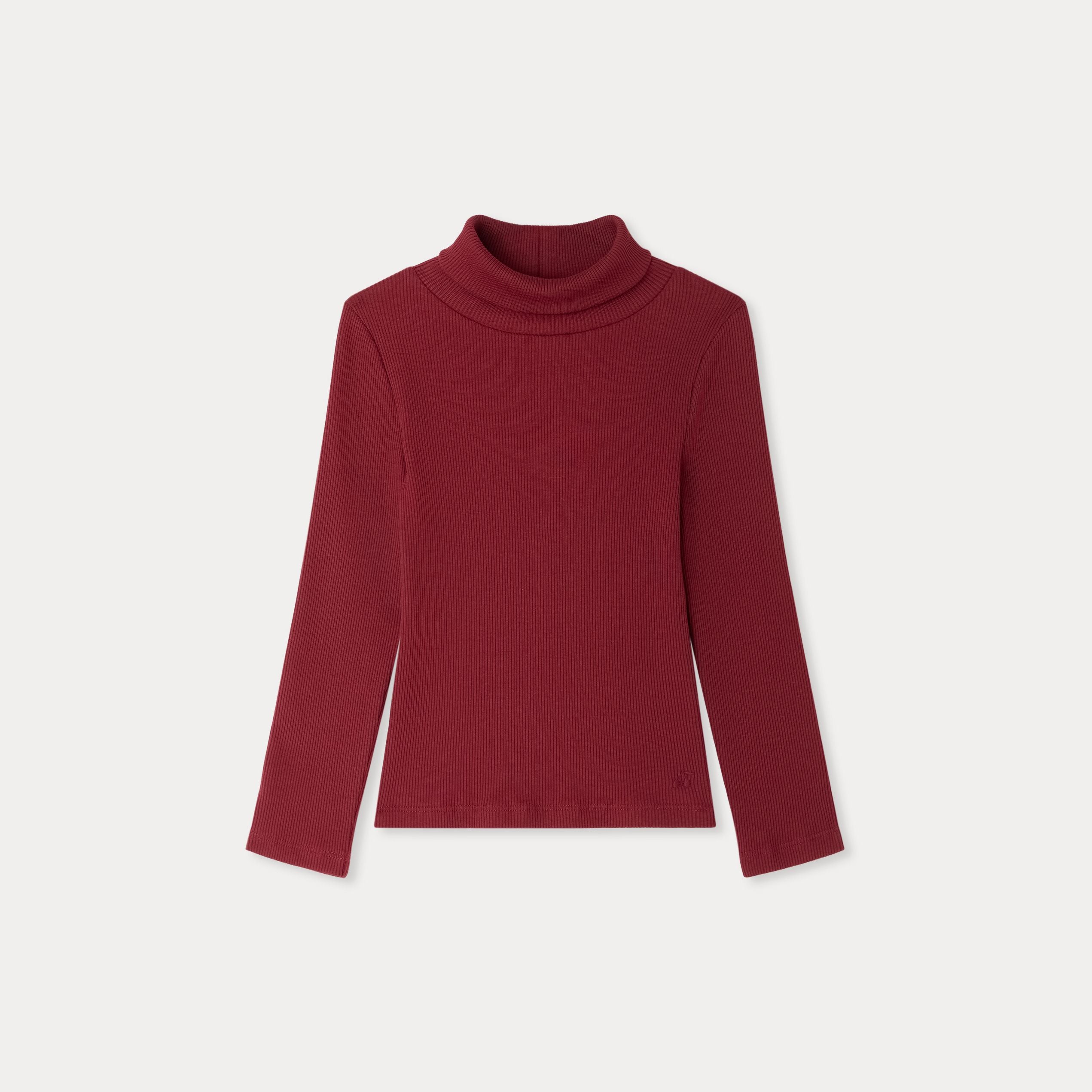 Girls Wine Red Cotton Turtleneck