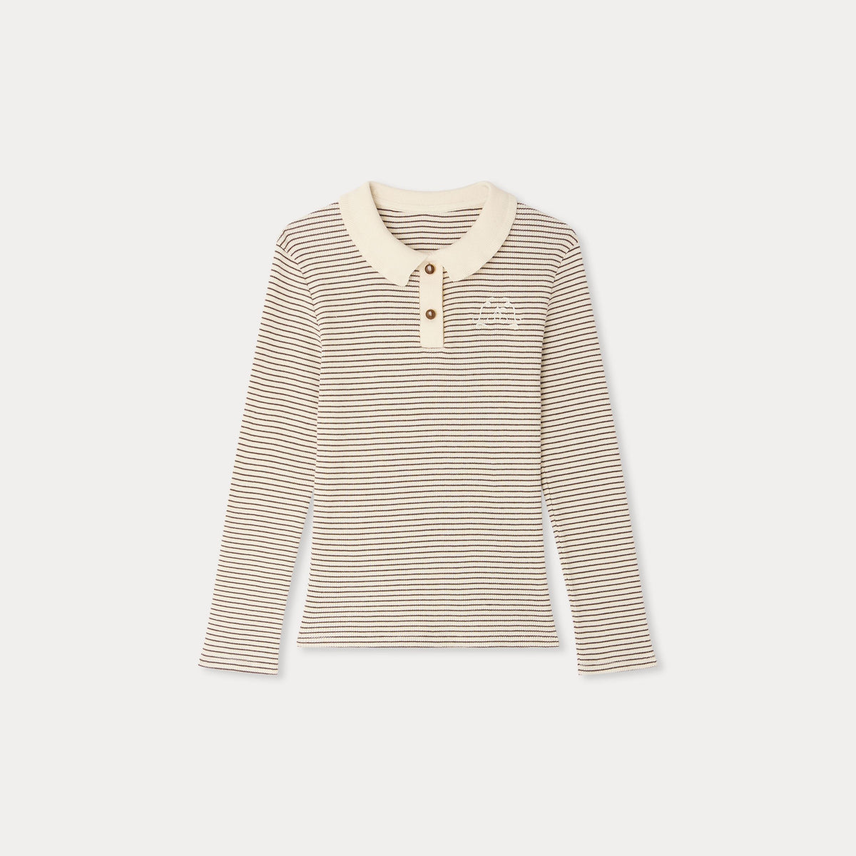 Polo en coton rayé beige pour fille